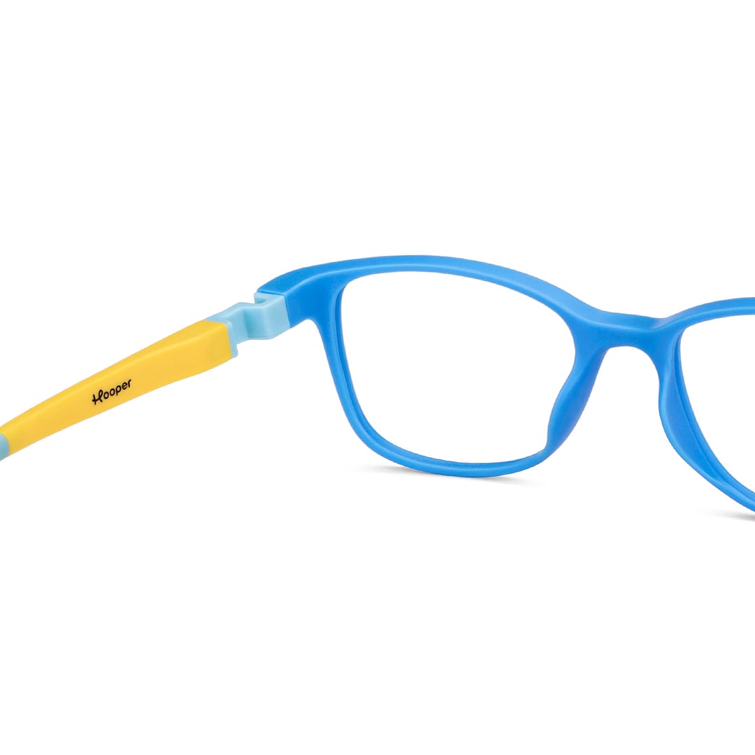 Hooper Screen Glasses Blue-Block Kids Computer Glasses: Sky Blue Yellow Sky Blue Full Rim Rectangle Kids  5-8 yrs  Hooper TR Flex Hooper HP E10004-C2 right side