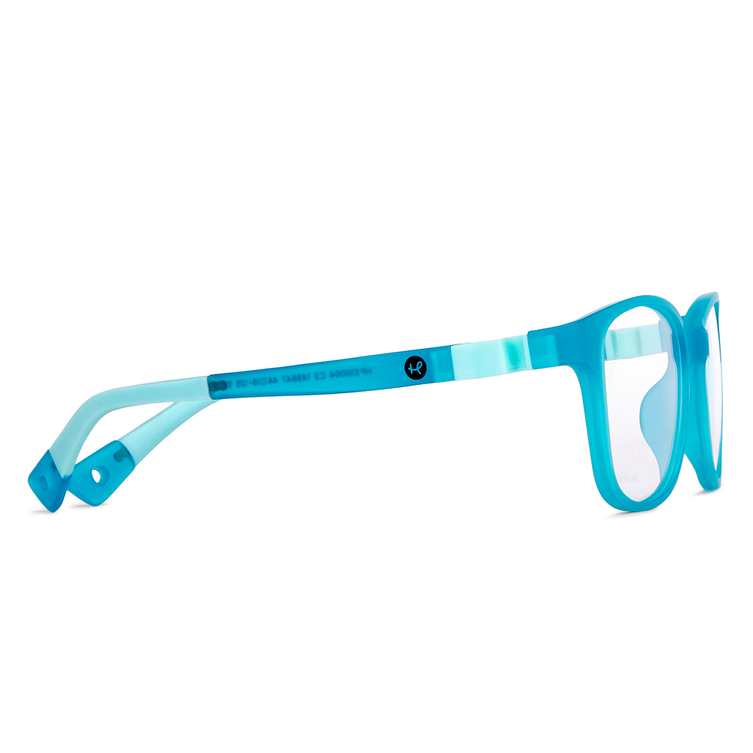 Hooper Screen Glasses Blue-Block Kids Computer Glasses: Blue Sky Blue Full Rim Square Kids  5-8 yrs  Hooper TR Flex Hooper HP E10004-C3 left side