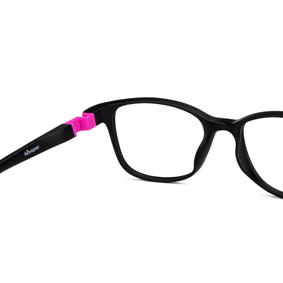 Hooper Screen Glasses Blue-Block Kids Computer Glasses: Black Purple Full Rim Rectangle Kids  5-8 yrs  Hooper TR Flex Hooper HP E10004-C4 right side