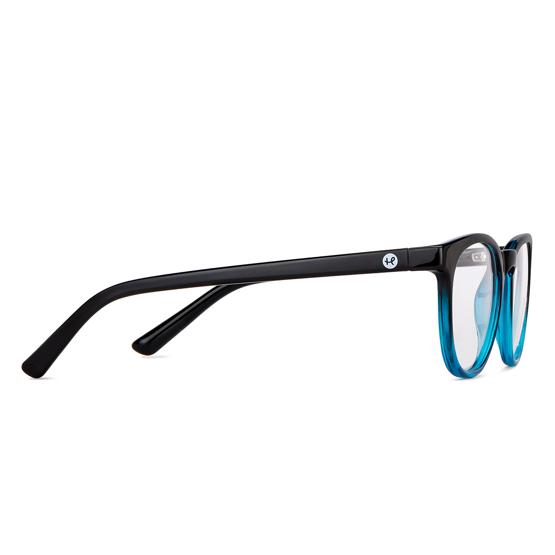 Hooper Blue Transparent Full Rim Round left side
