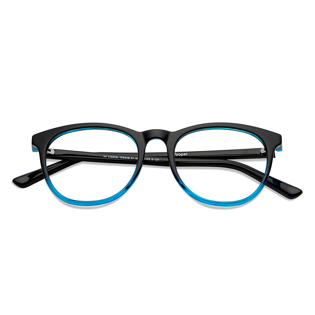 Hooper Blue Transparent Full Rim Round left side