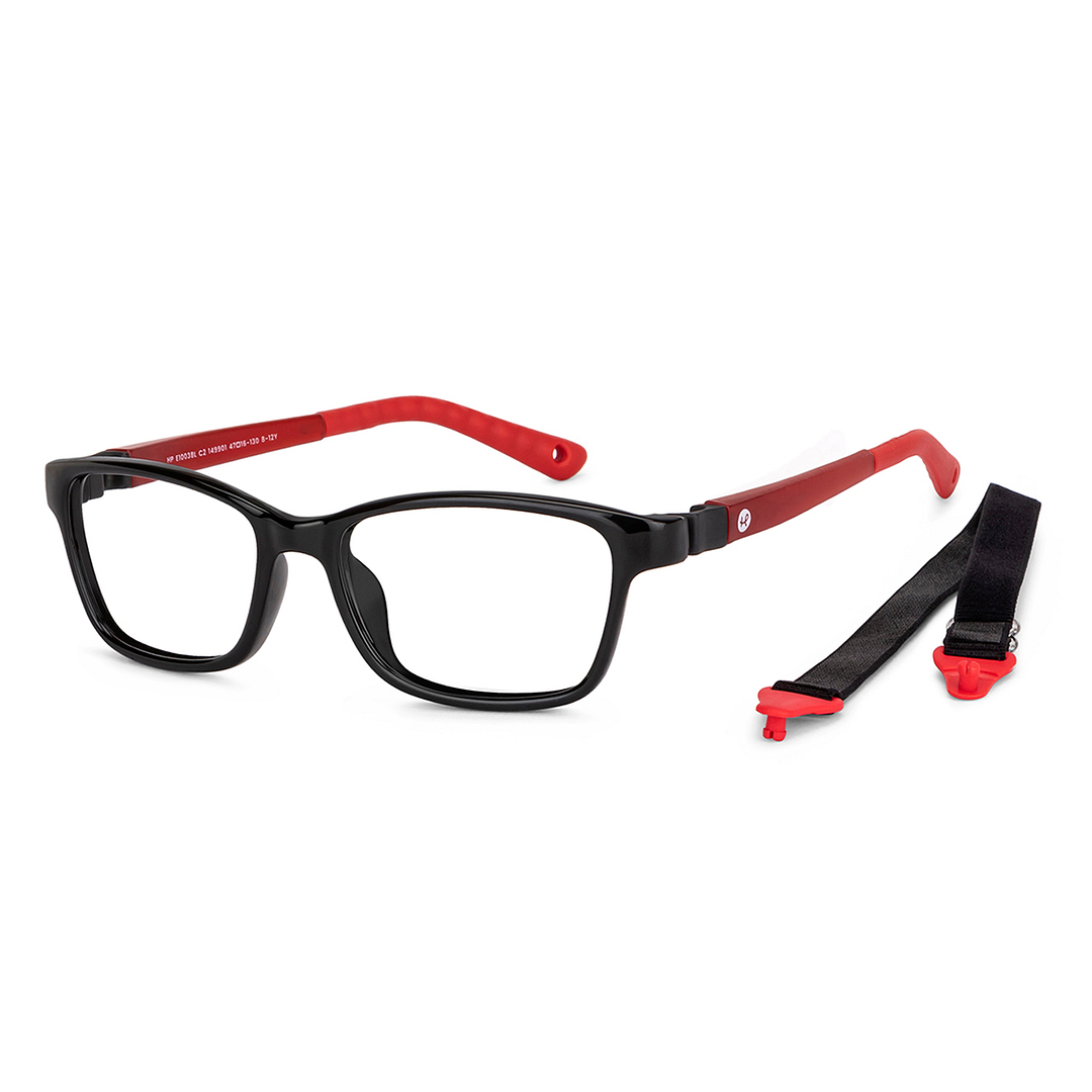 Hooper Screen Glasses Blue-Block Kids Computer Glasses: Black Blue Marron Red Full Rim Rectangle Kids  8-12 yrs  Hooper TR Flex Hooper HP E10038L-C2 left side