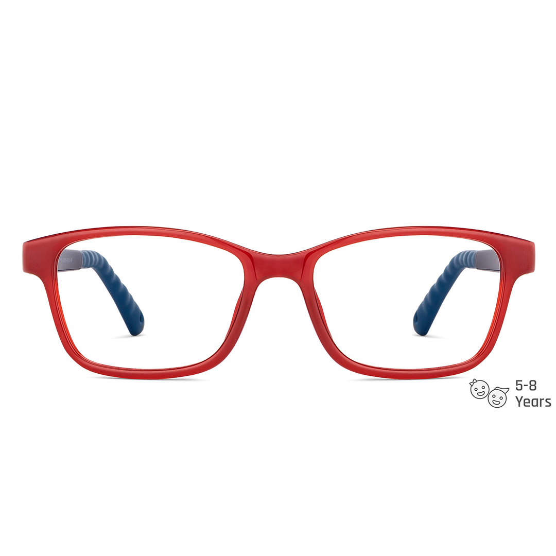Hooper Screen Glasses Blue-Block Kids Computer Glasses: Red Transparent Full Rim Rectangle Kids  5-8 yrs  Hooper Digi Hooper HP E10038M-C3 left side