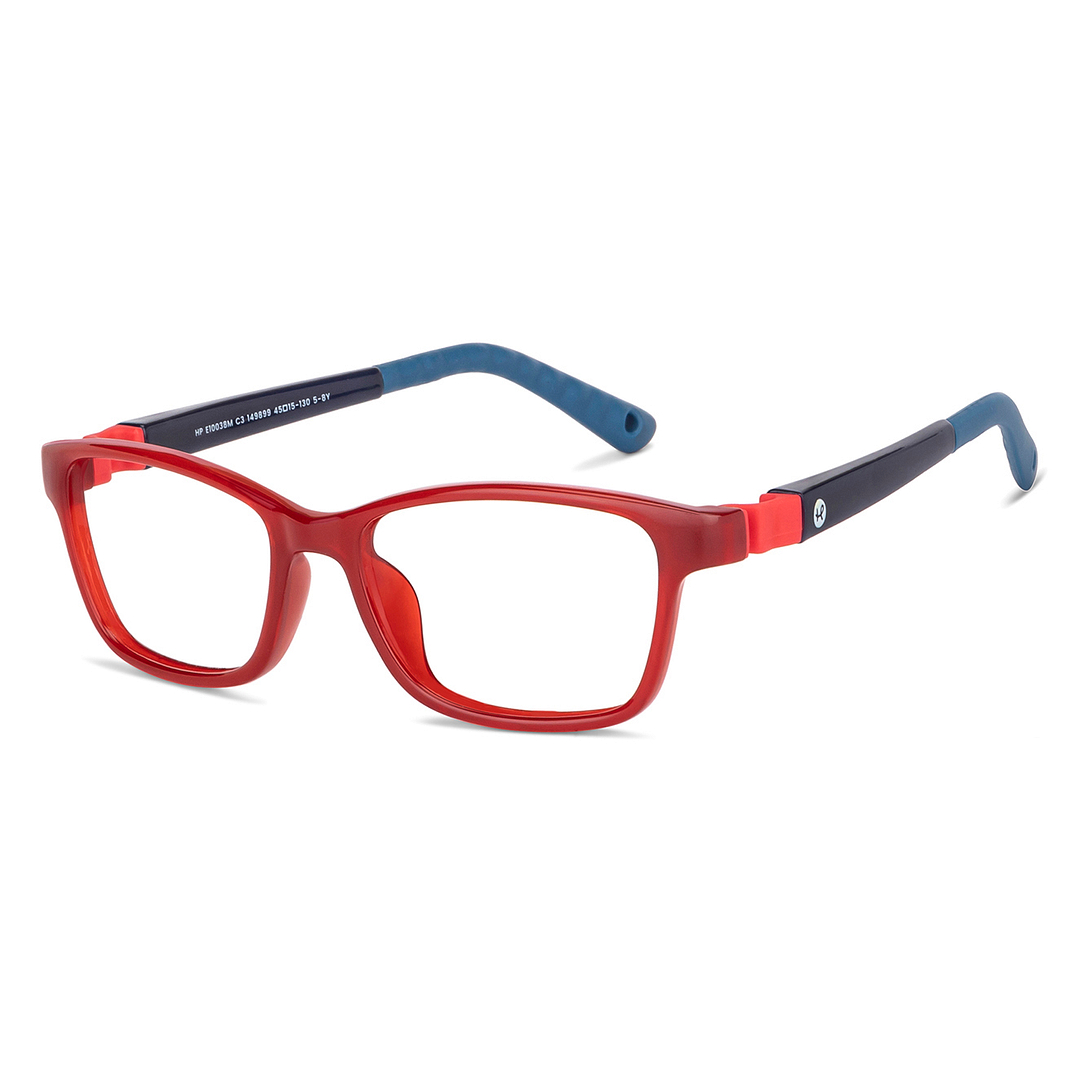 Hooper Screen Glasses Blue-Block Kids Computer Glasses: Red Transparent Full Rim Rectangle Kids  5-8 yrs  Hooper Digi Hooper HP E10038M-C3 left side