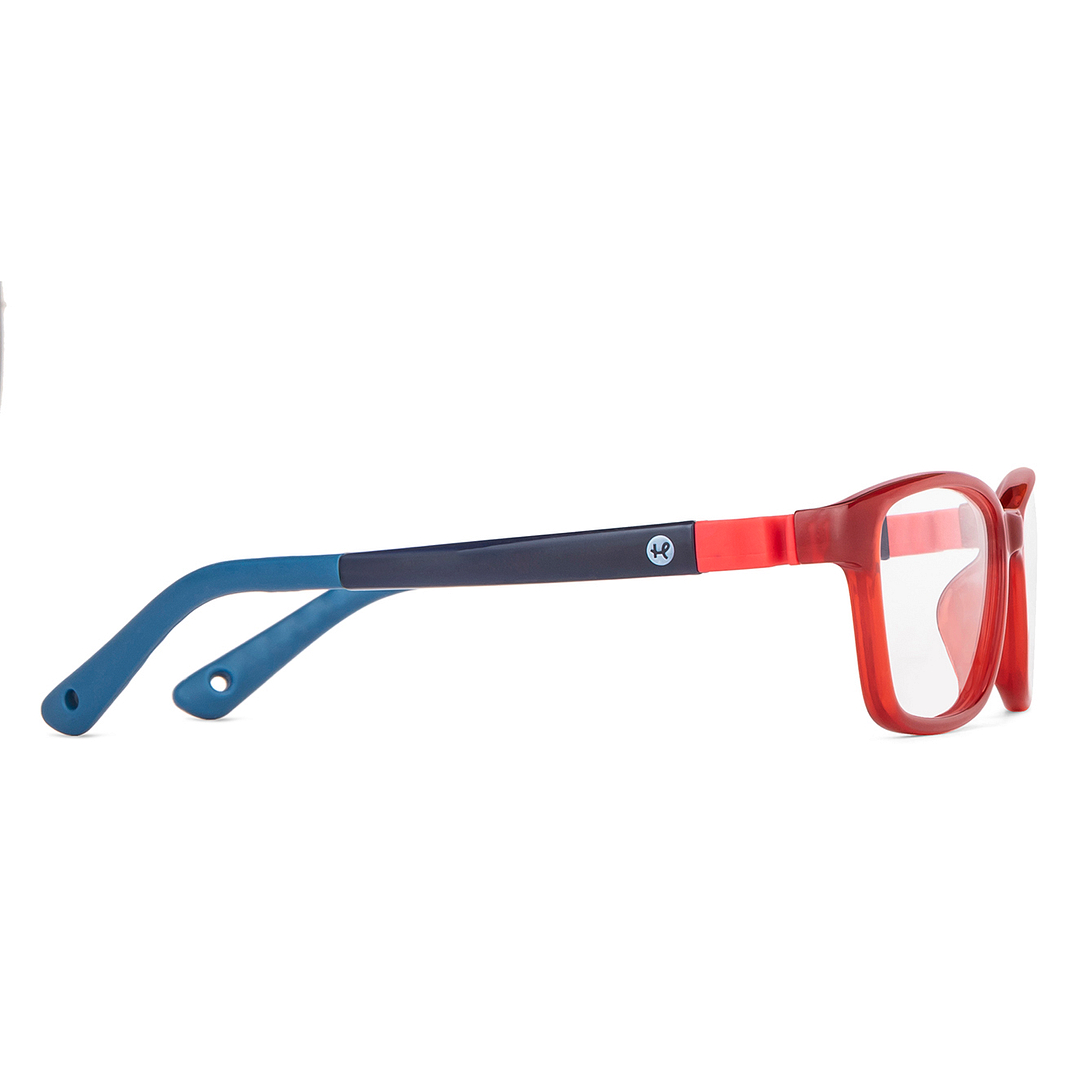 Hooper Screen Glasses Blue-Block Kids Computer Glasses: Red Transparent Full Rim Rectangle Kids  5-8 yrs  Hooper Digi Hooper HP E10038M-C3 left side