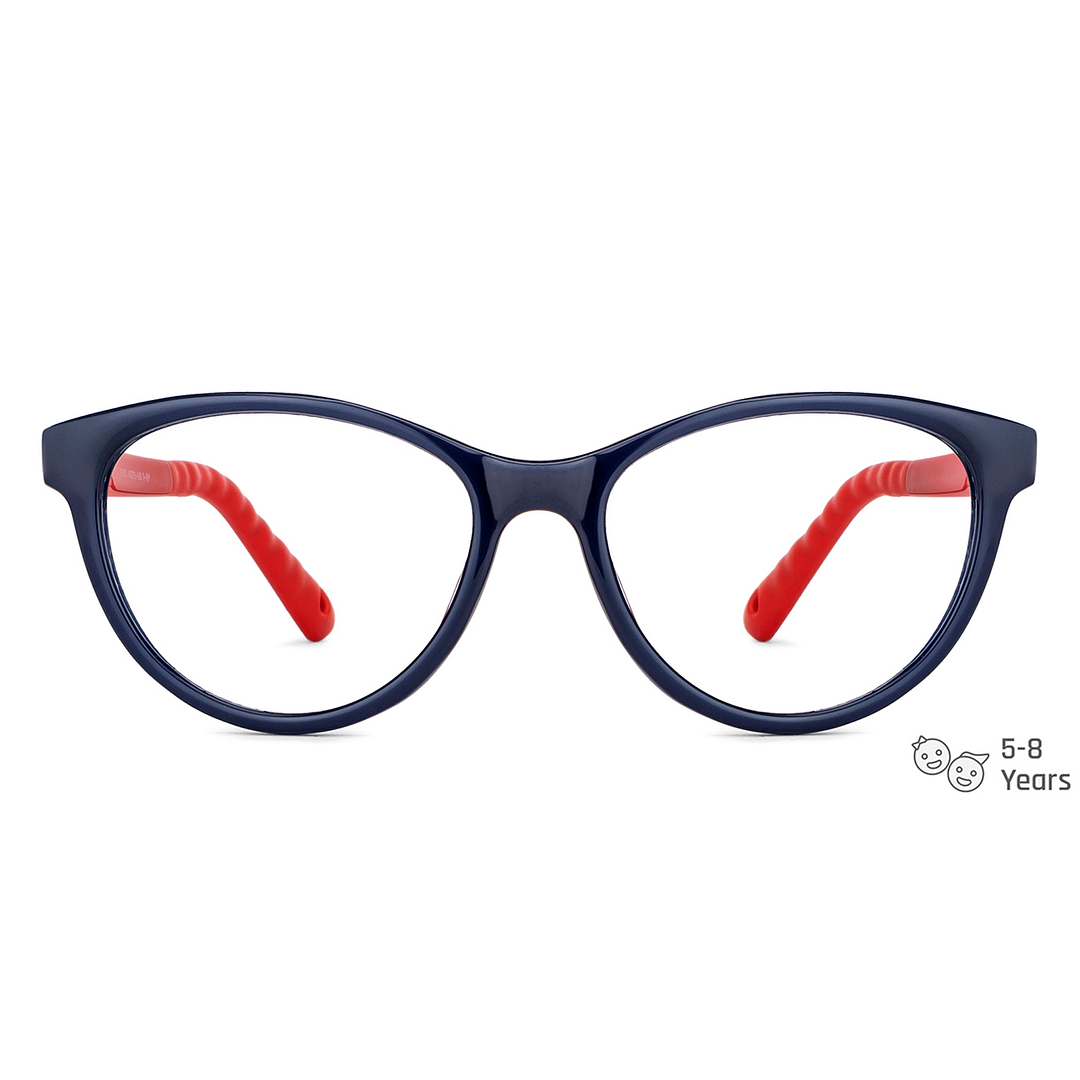 Hooper Screen Glasses Blue-Block Kids Computer Glasses: Blue Marron Red Full Rim Cat Eye Kids  5-8 yrs  Hooper Digi Hooper HP E10042M-C2 left side