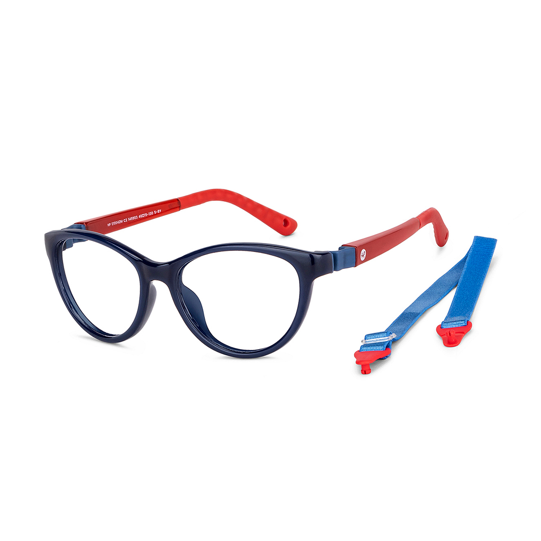 Hooper Screen Glasses Blue-Block Kids Computer Glasses: Blue Marron Red Full Rim Cat Eye Kids  5-8 yrs  Hooper Digi Hooper HP E10042M-C2 left side