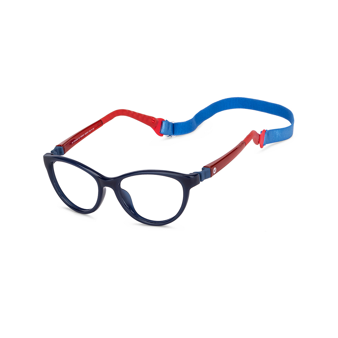 Hooper Screen Glasses Blue-Block Kids Computer Glasses: Blue Marron Red Full Rim Cat Eye Kids  5-8 yrs  Hooper Digi Hooper HP E10042M-C2 right side