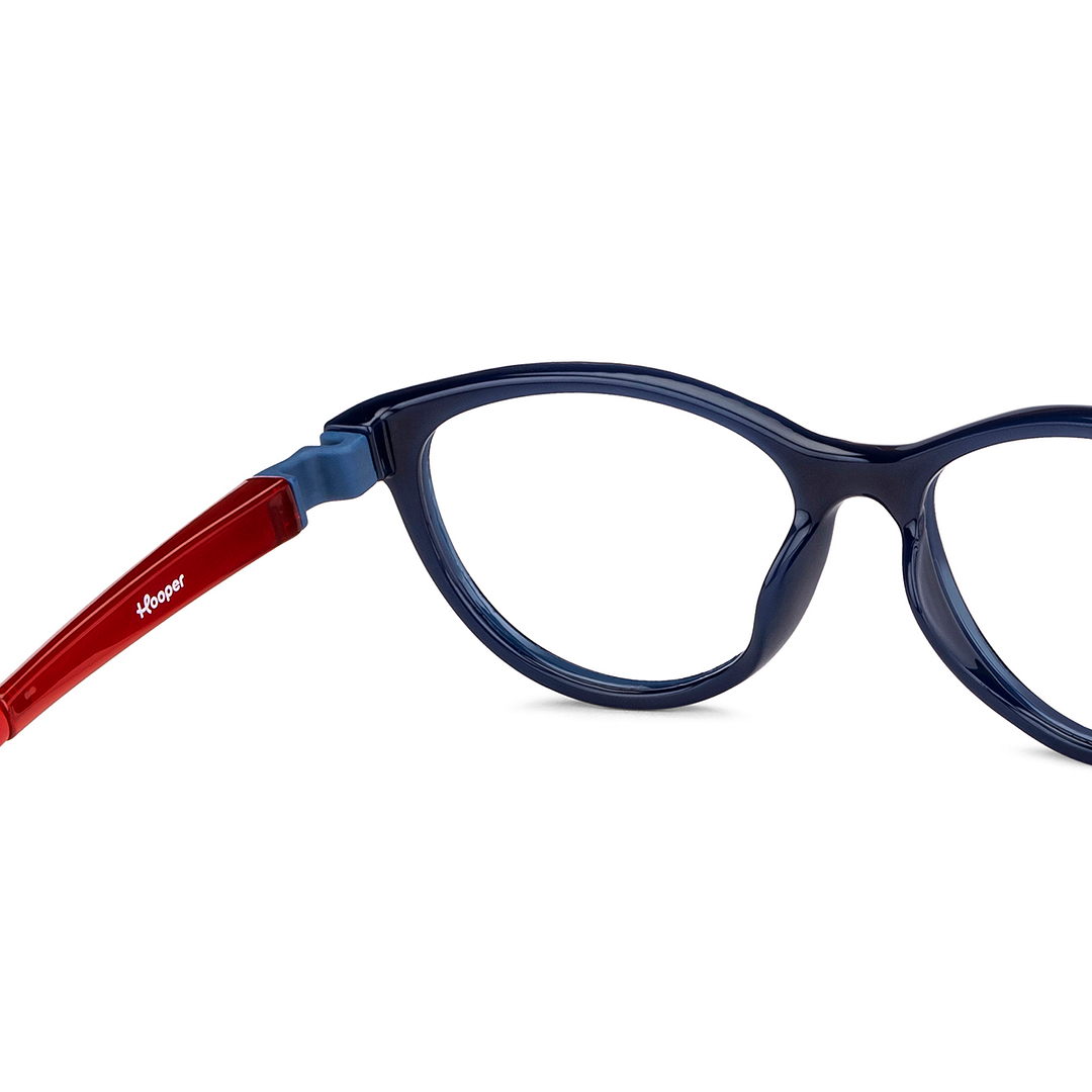 Hooper Screen Glasses Blue-Block Kids Computer Glasses: Blue Marron Red Full Rim Cat Eye Kids  5-8 yrs  Hooper Digi Hooper HP E10042M-C2 right side