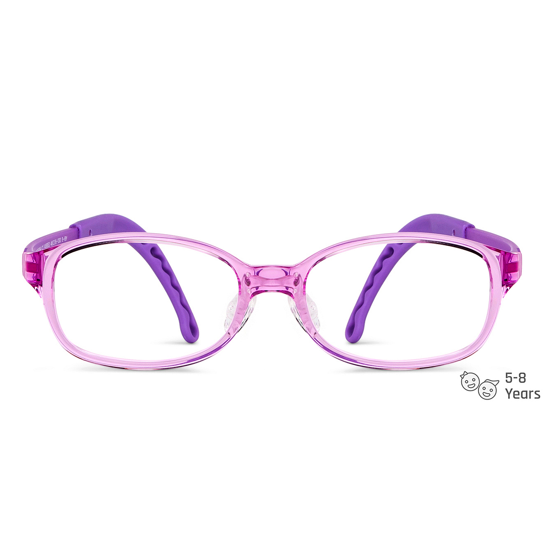 Hooper Screen Glasses Blue-Block Kids Computer Glasses: Pink Transparent Purple Full Rim Rectangle Kids  5-8 yrs  Hooper Digi Hooper HP E10064-C1 left side