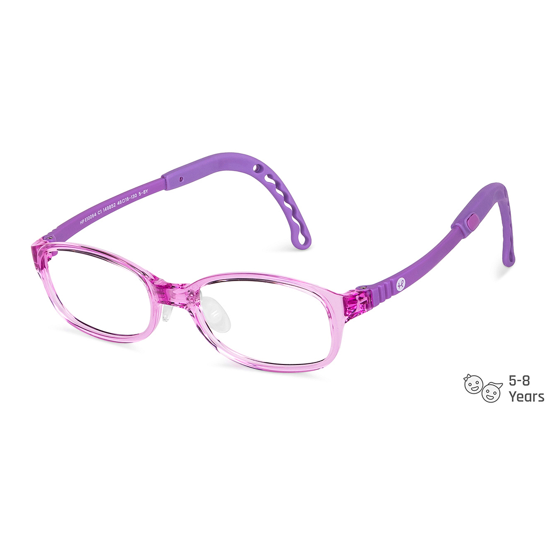 Hooper Screen Glasses Blue-Block Kids Computer Glasses: Pink Transparent Purple Full Rim Rectangle Kids  5-8 yrs  Hooper Digi Hooper HP E10064-C1 right side