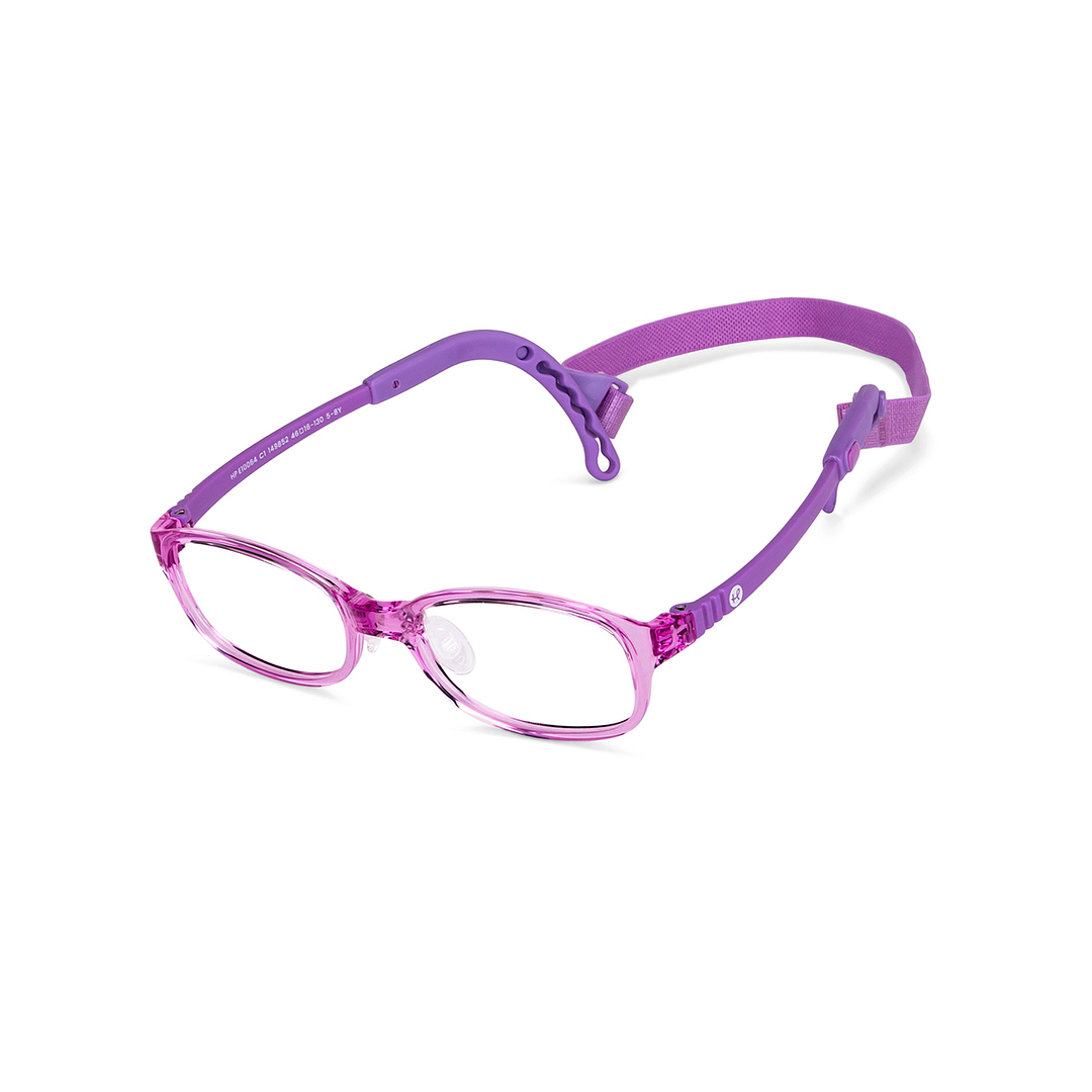 Hooper Screen Glasses Blue-Block Kids Computer Glasses: Pink Transparent Purple Full Rim Rectangle Kids  5-8 yrs  Hooper Digi Hooper HP E10064-C1 left side