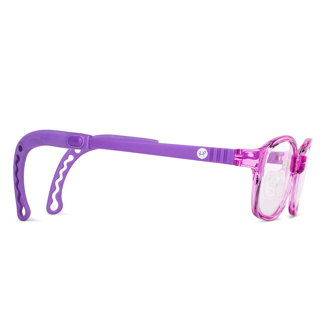 Hooper Screen Glasses Blue-Block Kids Computer Glasses: Pink Transparent Purple Full Rim Rectangle Kids  5-8 yrs  Hooper Digi Hooper HP E10064-C1 right side