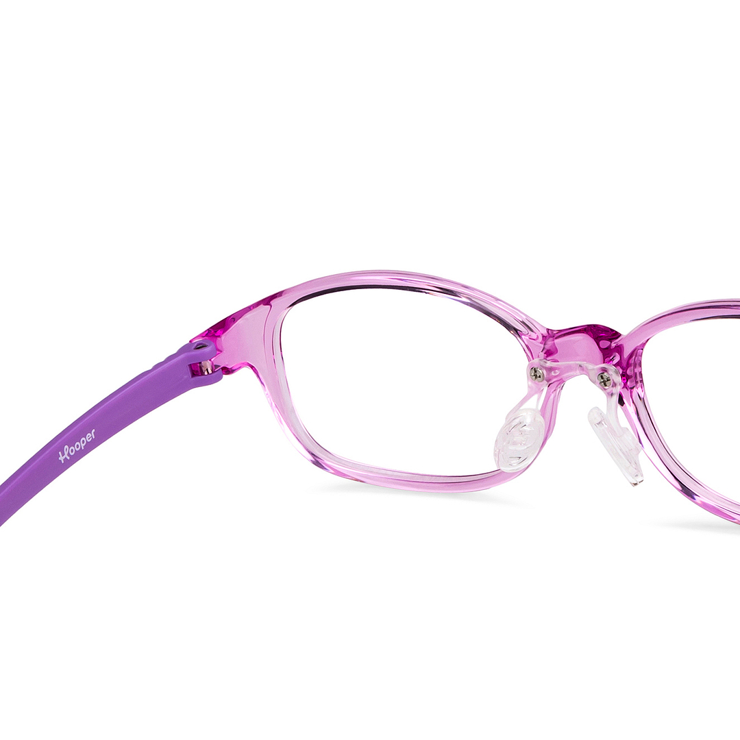 Hooper Screen Glasses Blue-Block Kids Computer Glasses: Pink Transparent Purple Full Rim Rectangle Kids  5-8 yrs  Hooper Digi Hooper HP E10064-C1 left side