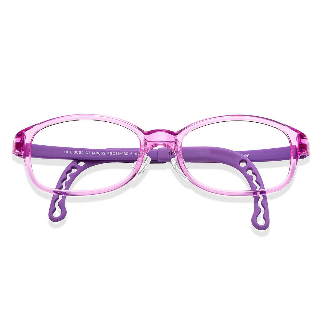 Hooper Screen Glasses Blue-Block Kids Computer Glasses: Pink Transparent Purple Full Rim Rectangle Kids  5-8 yrs  Hooper Digi Hooper HP E10064-C1 right side