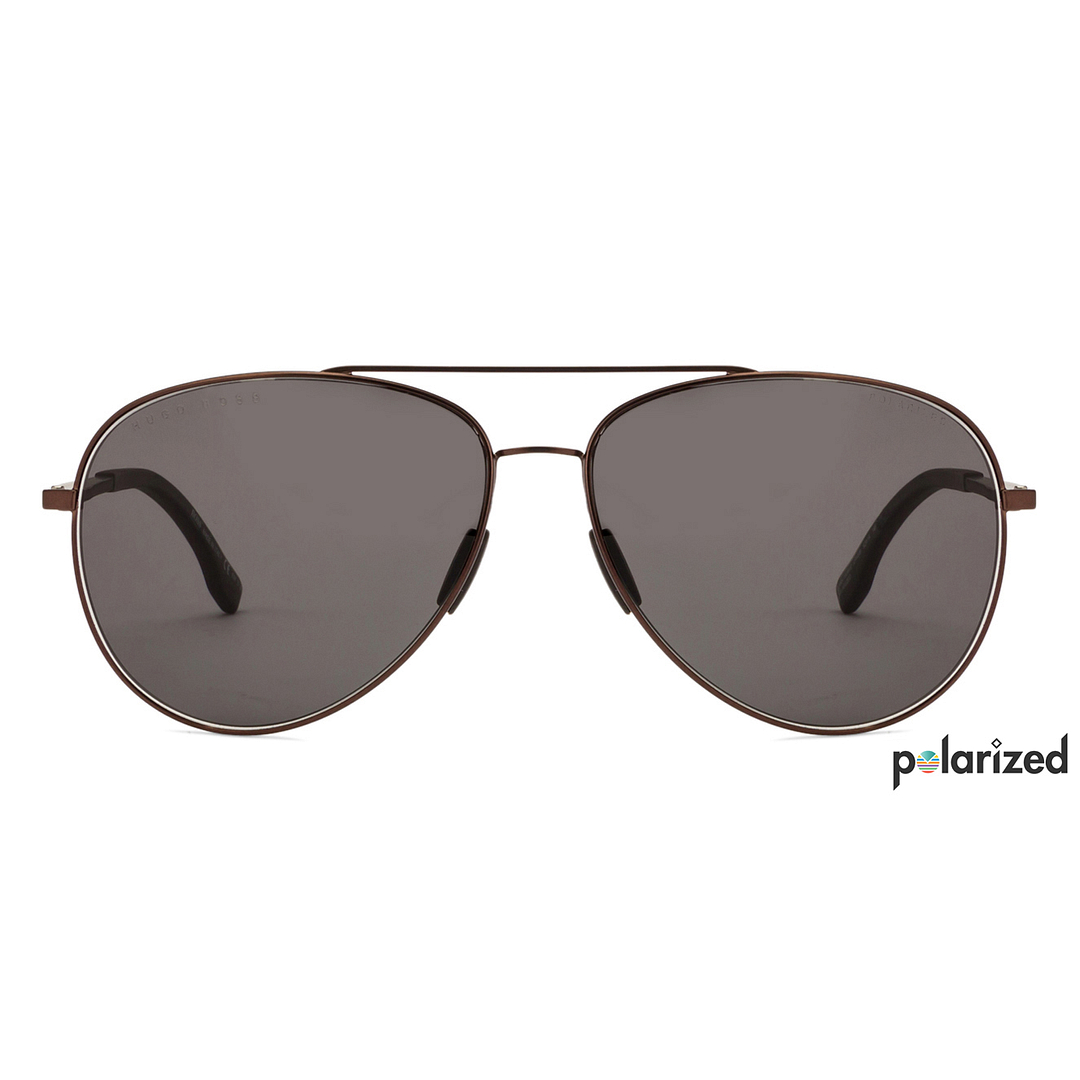 BRANDED Light Brown Full Rim Aviator left side
