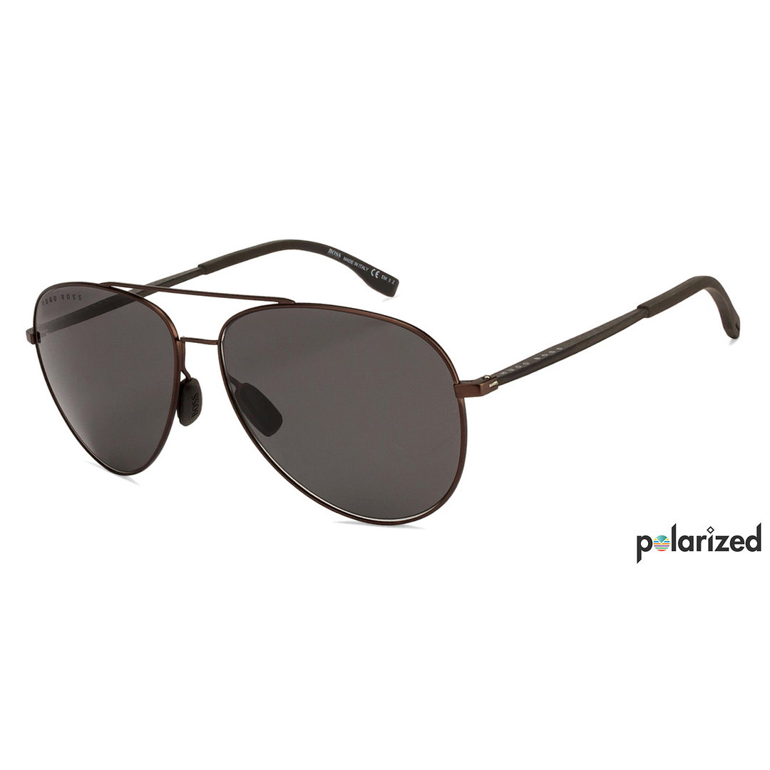 BRANDED Light Brown Full Rim Aviator left side