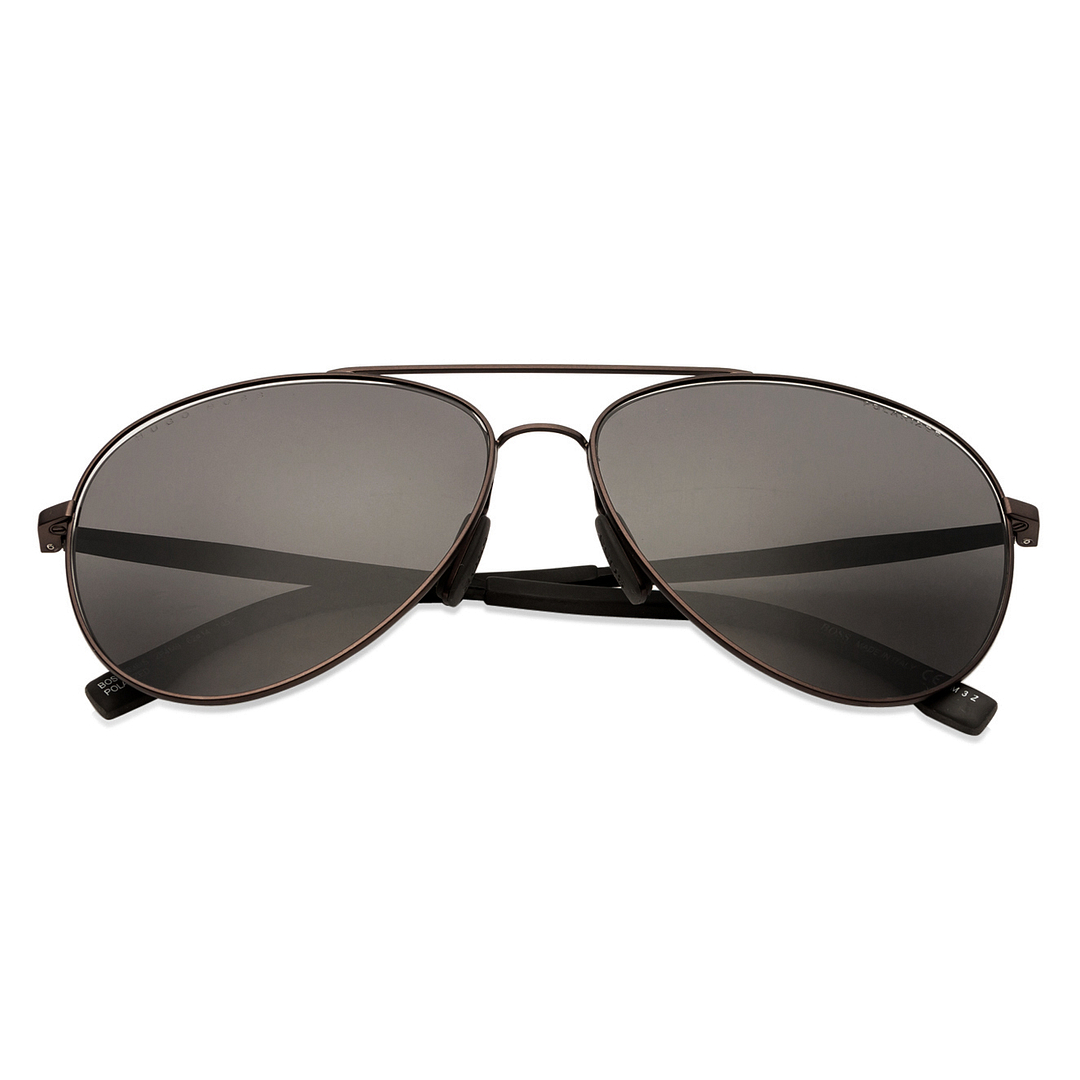 BRANDED Light Brown Full Rim Aviator left side