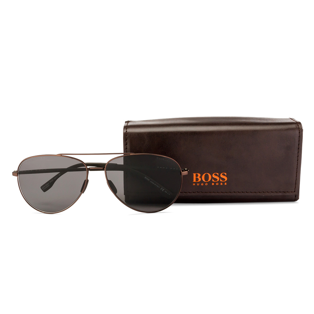 BRANDED Light Brown Full Rim Aviator right side
