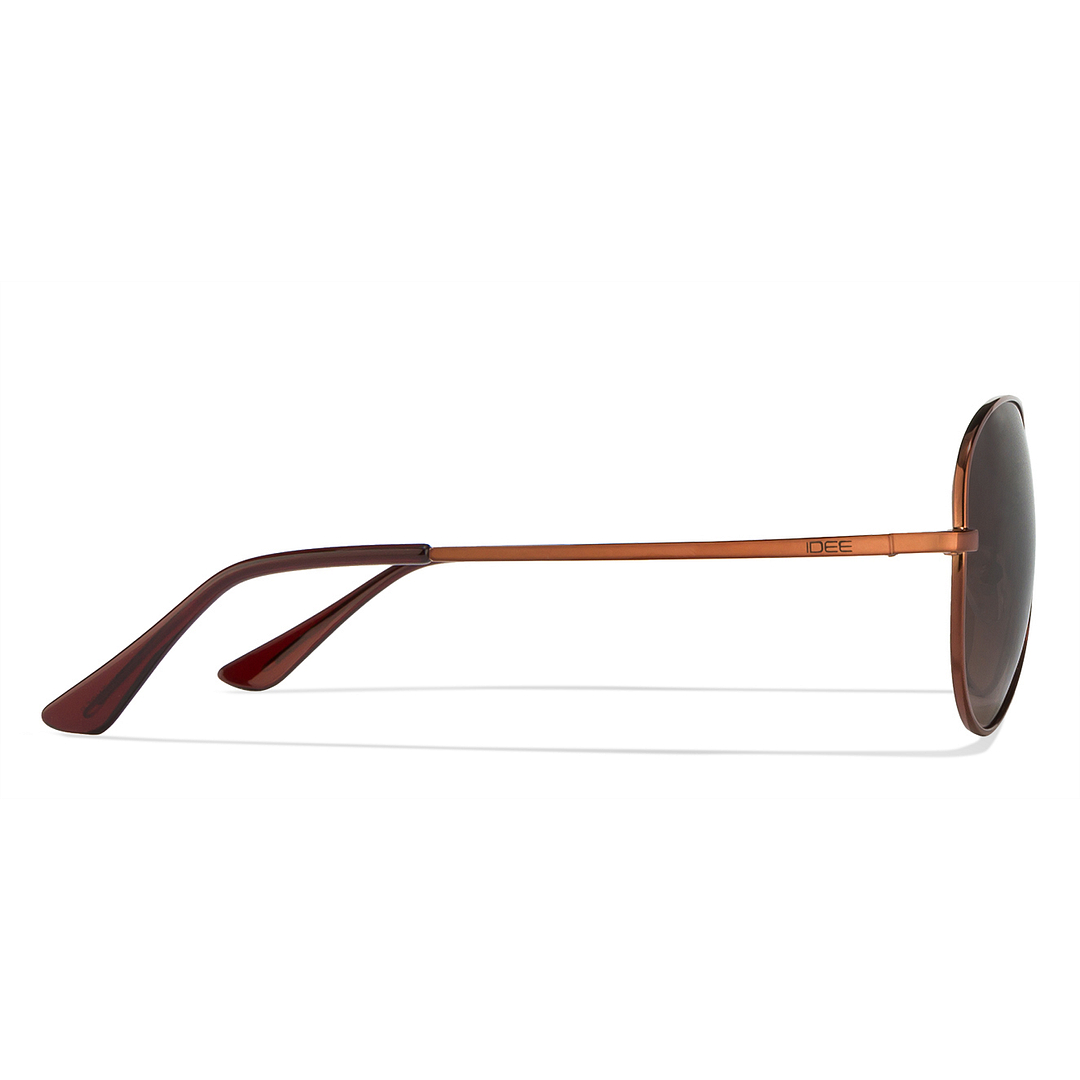 BRANDED Light Brown Full Rim Aviator left side