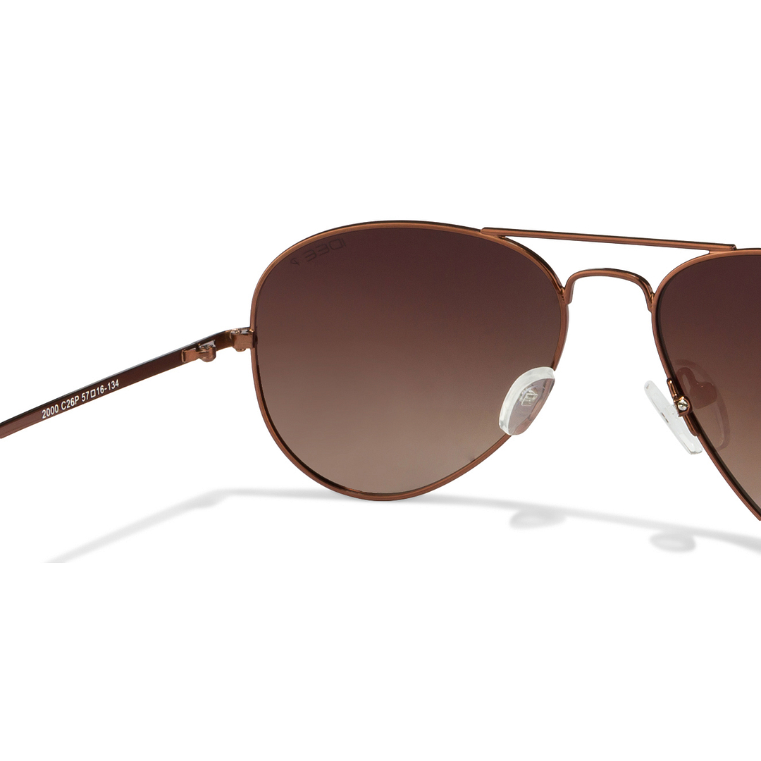 BRANDED Light Brown Full Rim Aviator right side