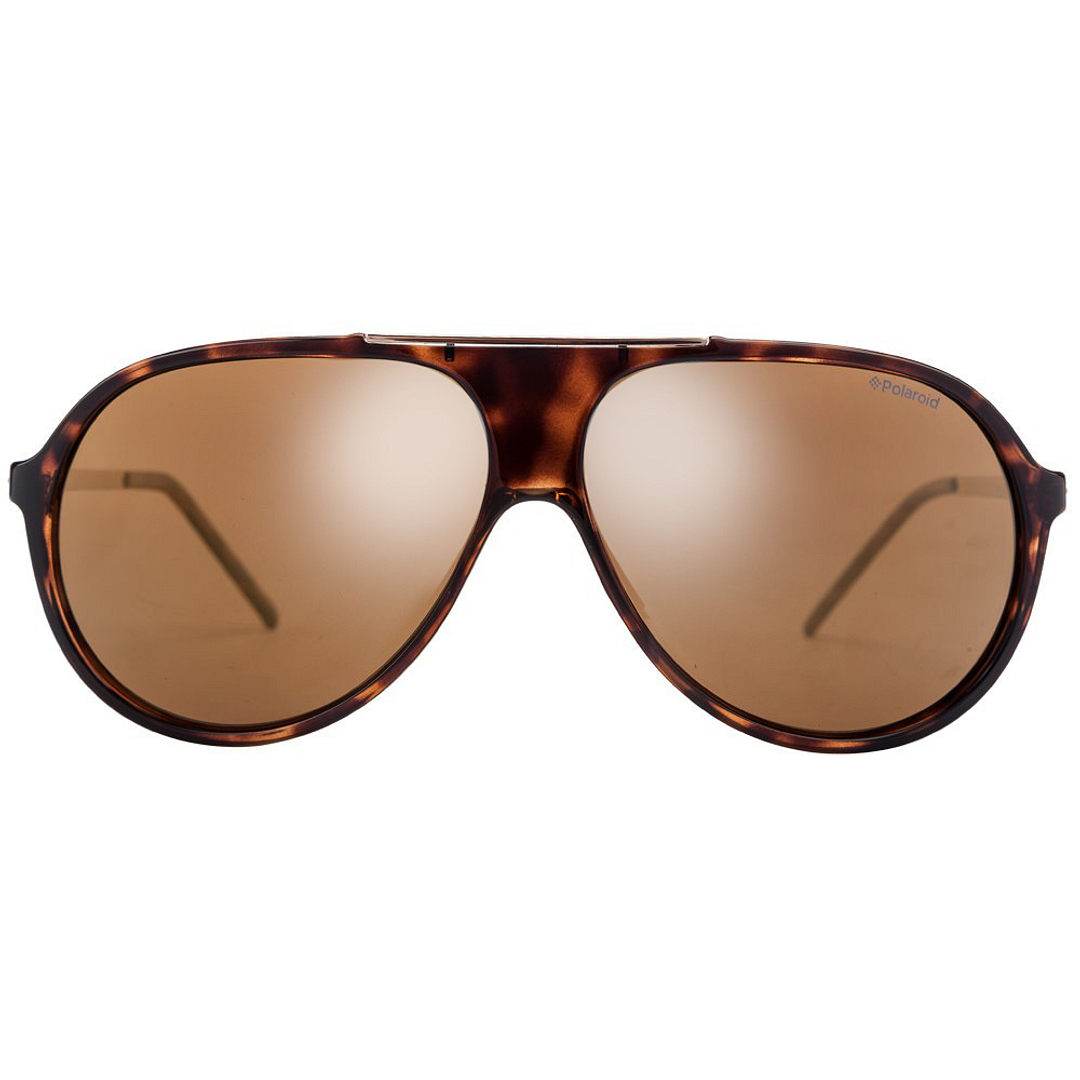 Polaroid Light Brown Full Rim Aviator left side