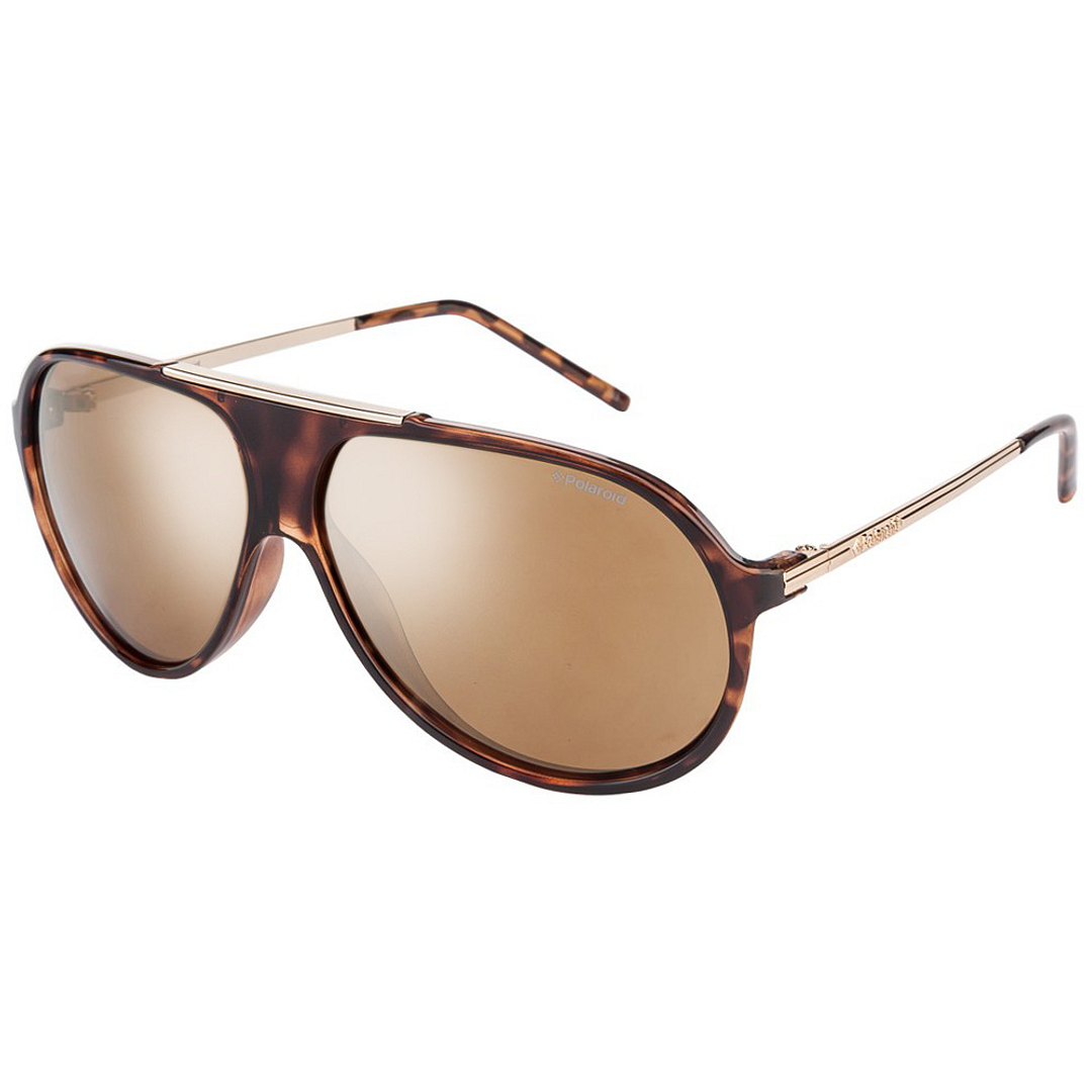 Polaroid Light Brown Full Rim Aviator left side