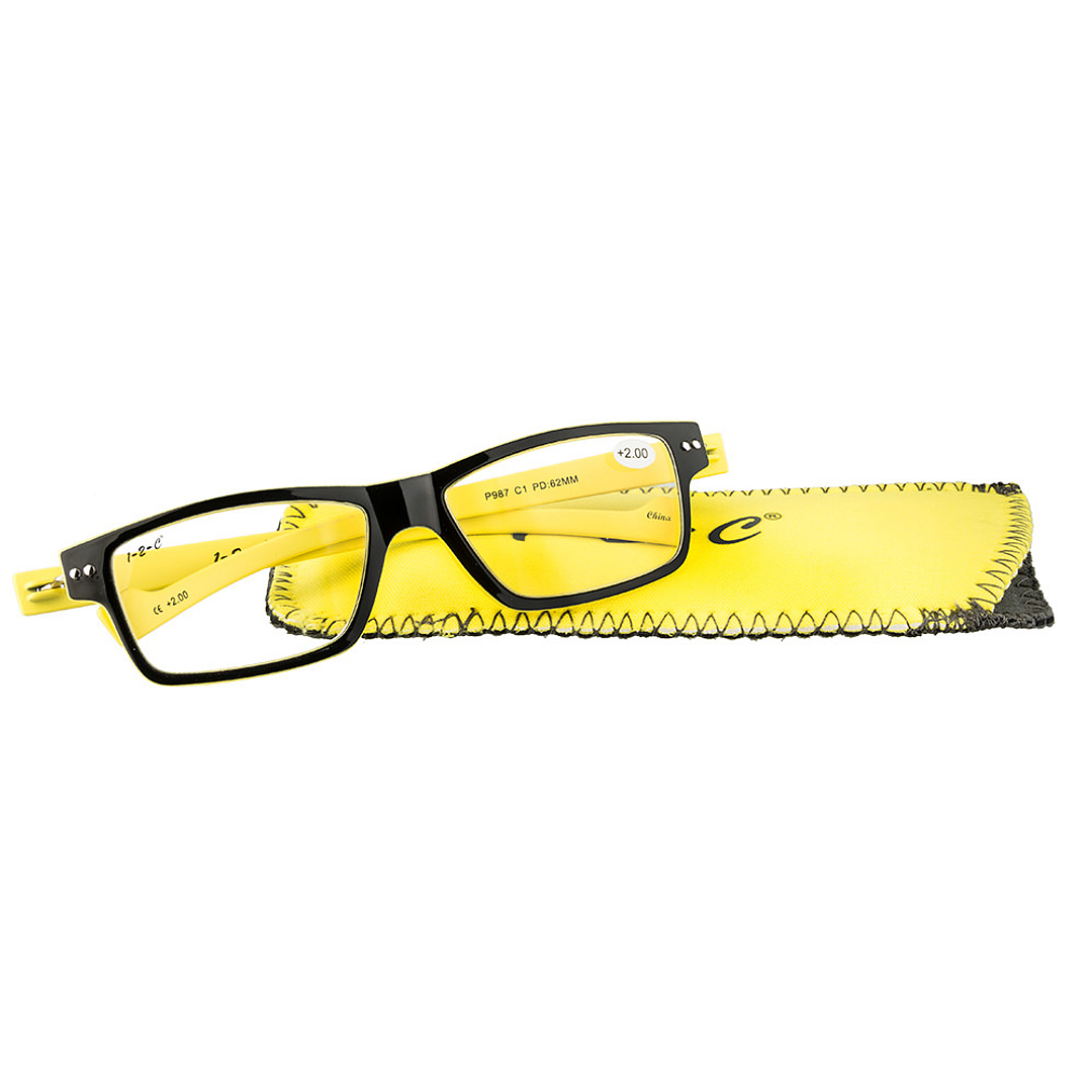 BRANDED Black Yellow Full Rim Square 1-2-C 987 Reading    Only For Plus Power left side