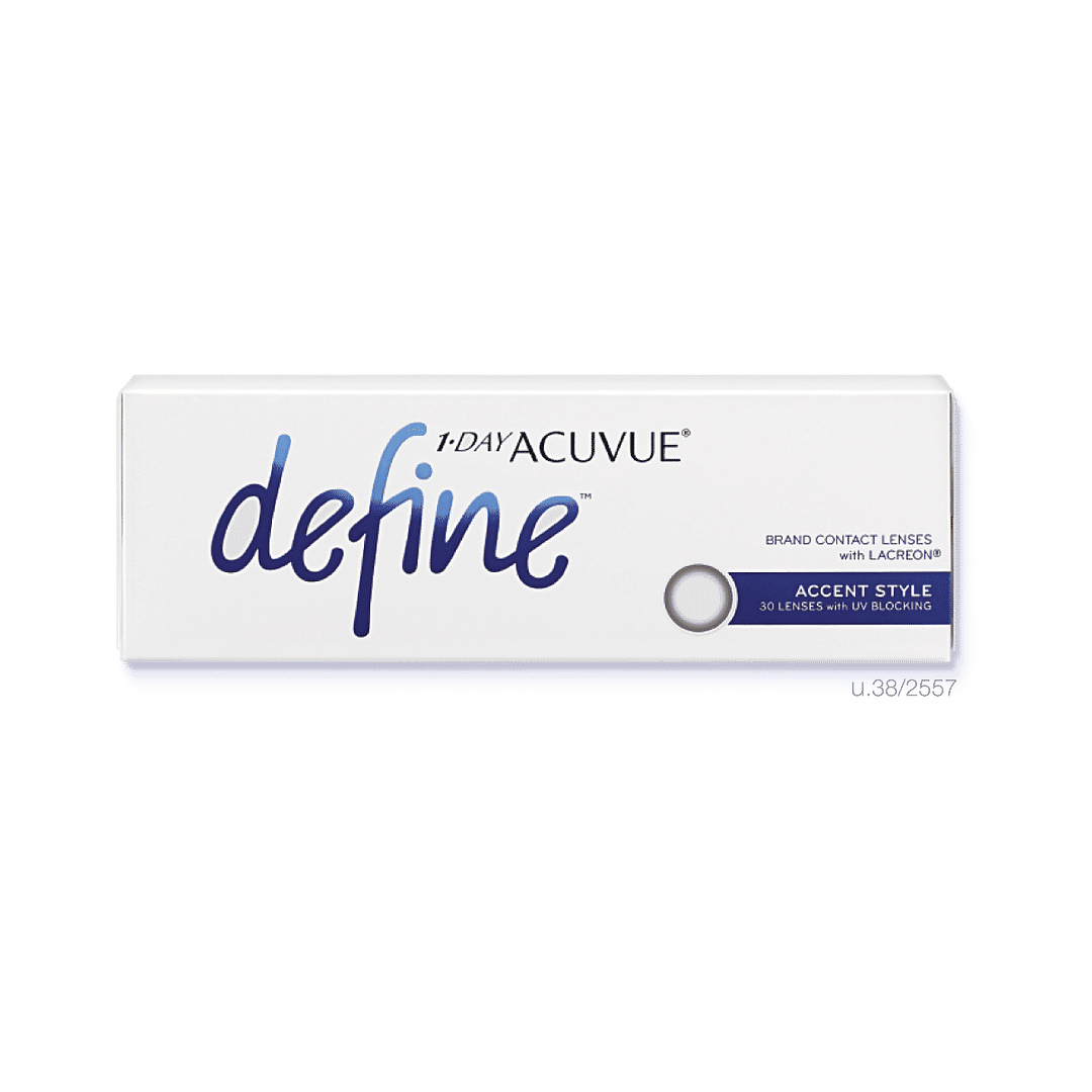 Johnson & Johnson Johnson   Johnson Acuvue Define Dailies Accent Color Plano and Power 30 LP Contact Lens left side