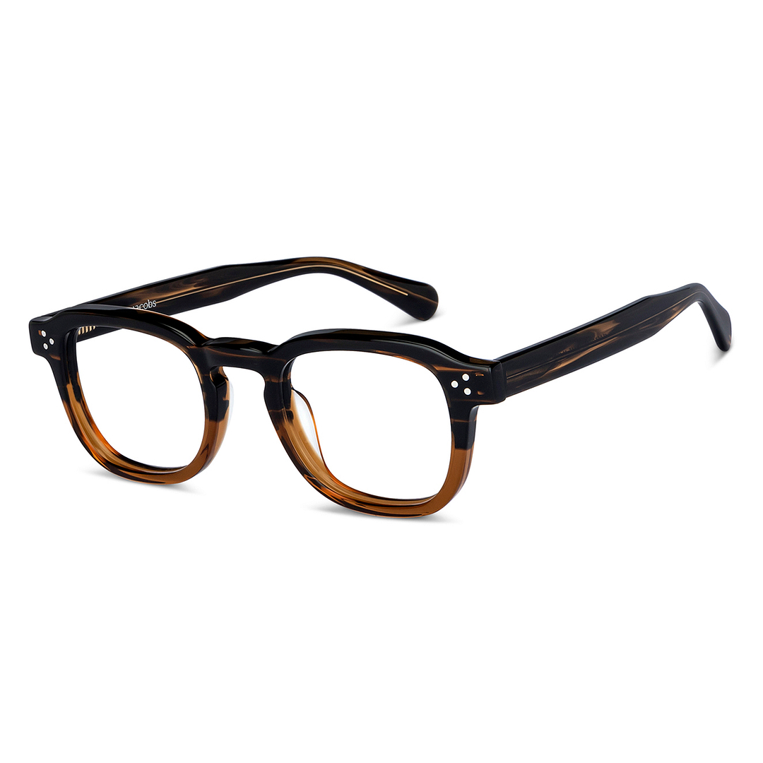 John Jacobs Brown Transparent Full Rim Rectangle right side