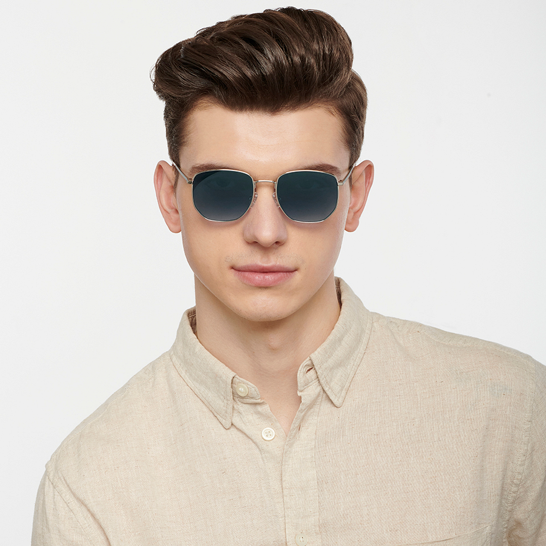 John Jacobs Silver Full Rim Hexagonal left side