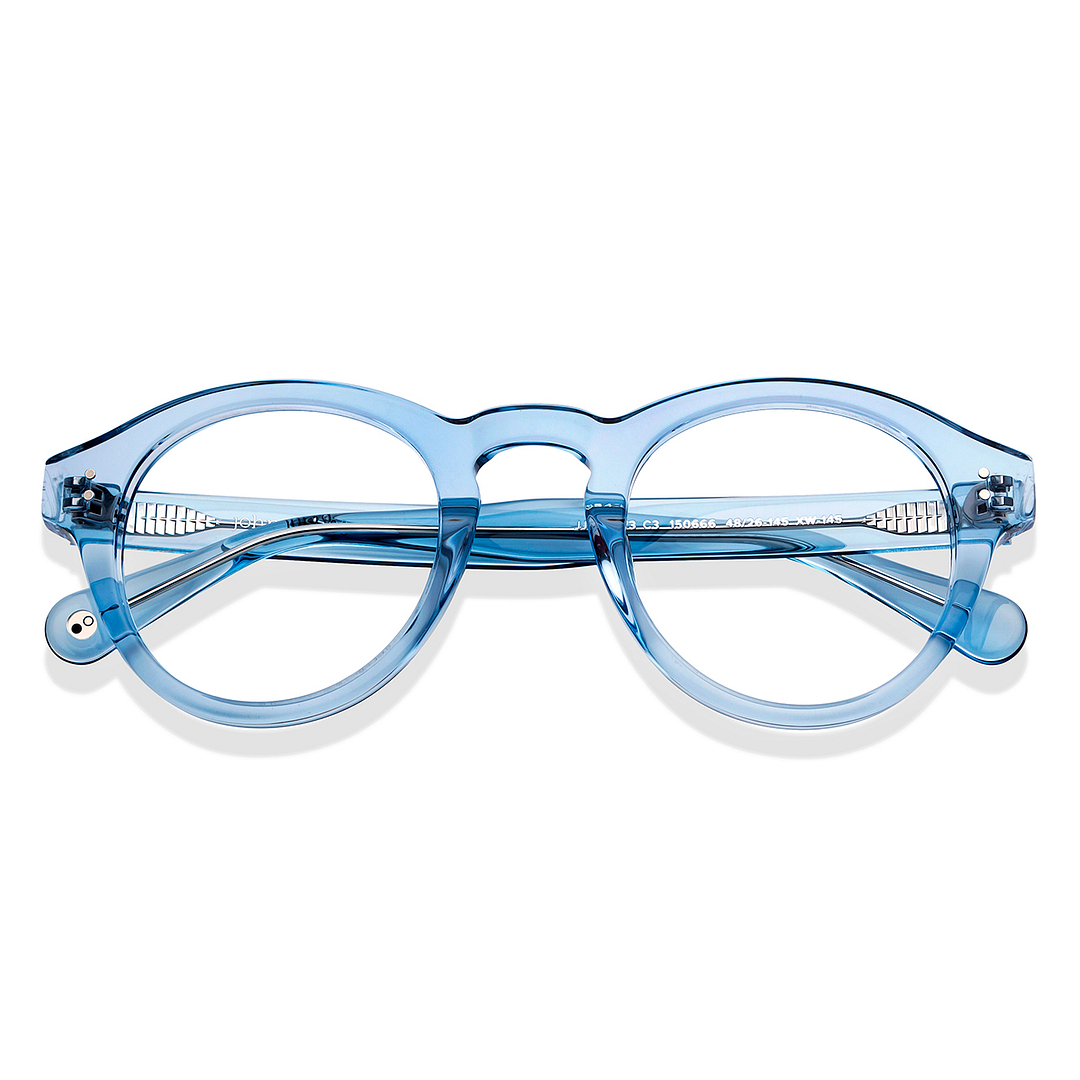 John Jacobs Blue Transparent Full Rim Round left side