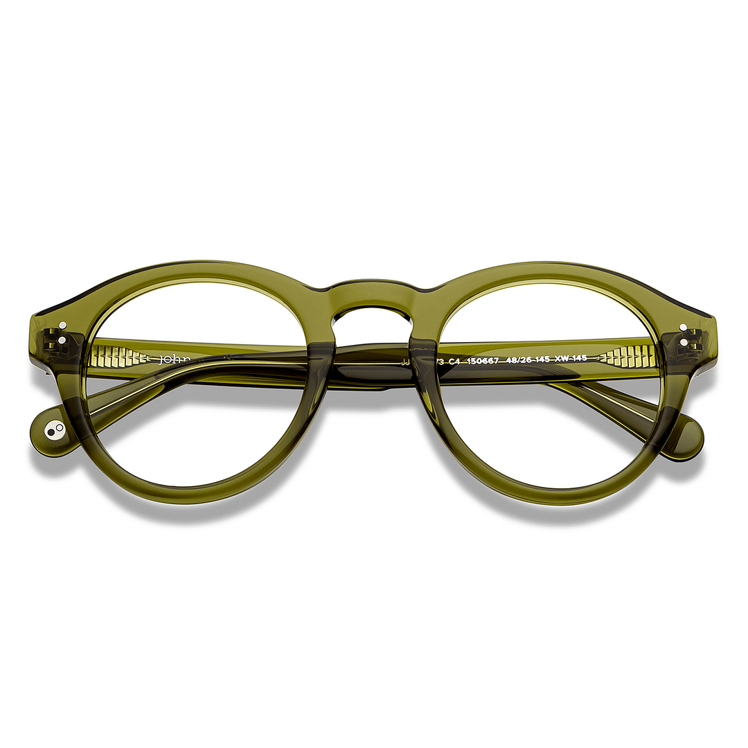 John Jacobs Online Green Transparent Full Rim Round left side