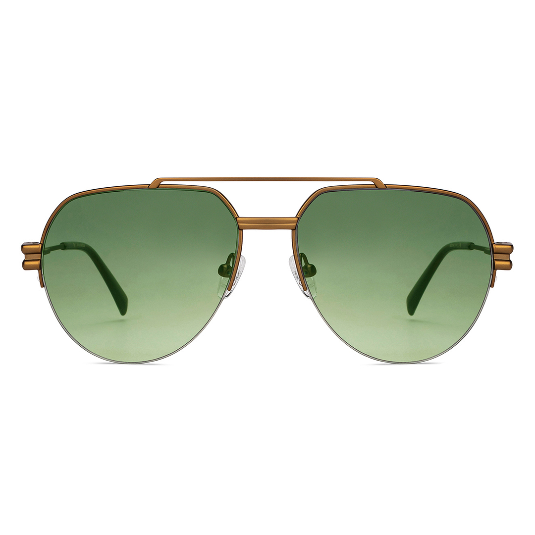 Buy Matte Gold Brown Green Gradient Half Rim Aviator John Jacobs