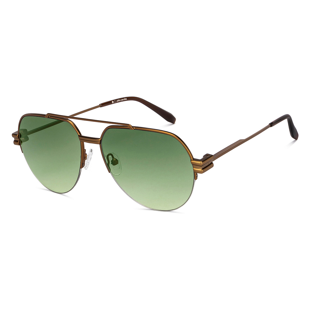 Buy Matte Gold Brown Green Gradient Half Rim Aviator John Jacobs