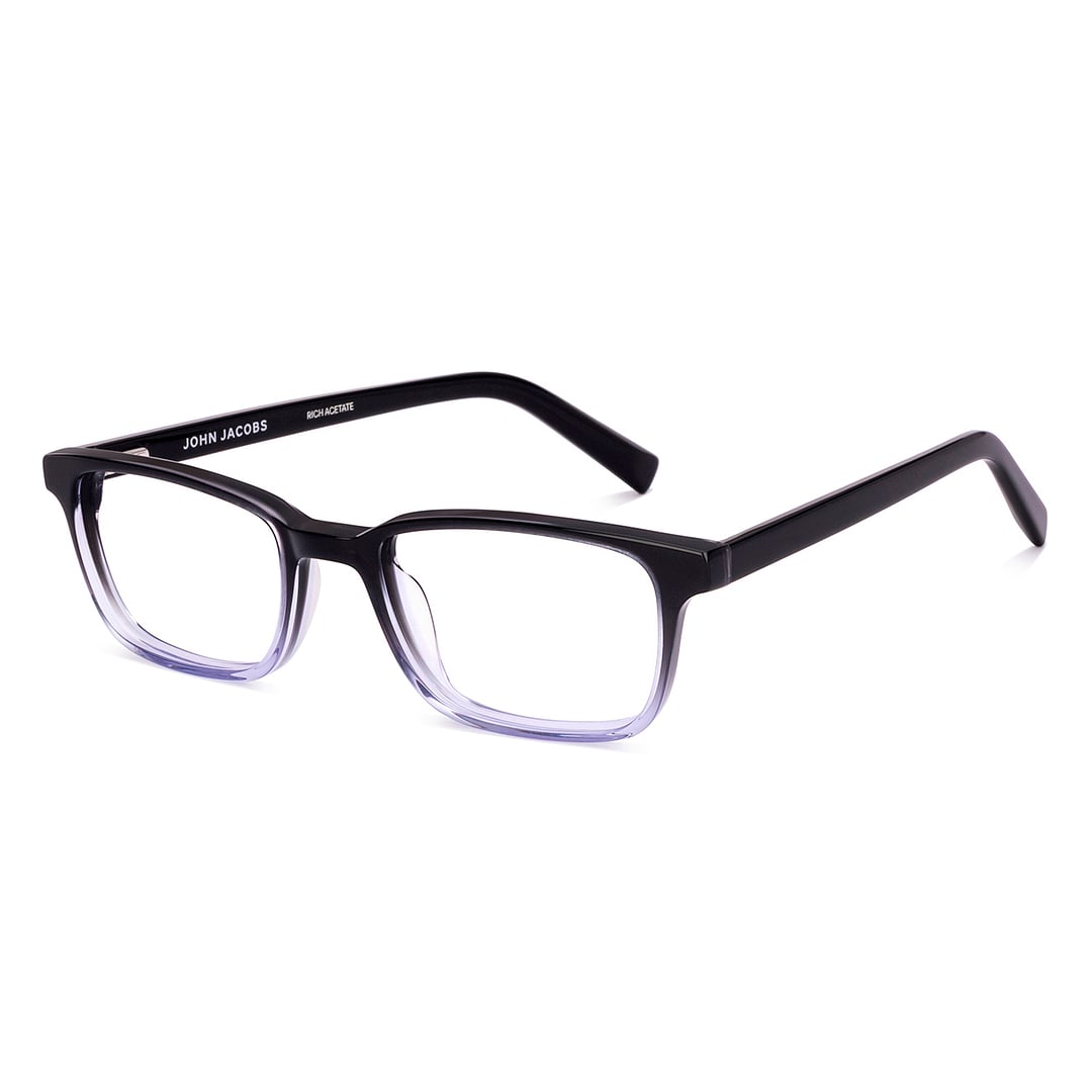 John Jacobs Black Blue Full Rim Rectangle left side
