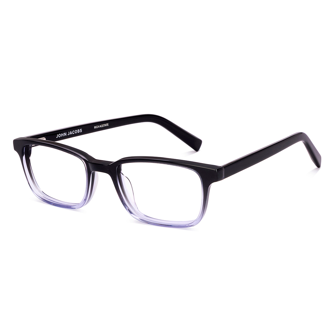 John Jacobs Black Blue Full Rim Rectangle left side