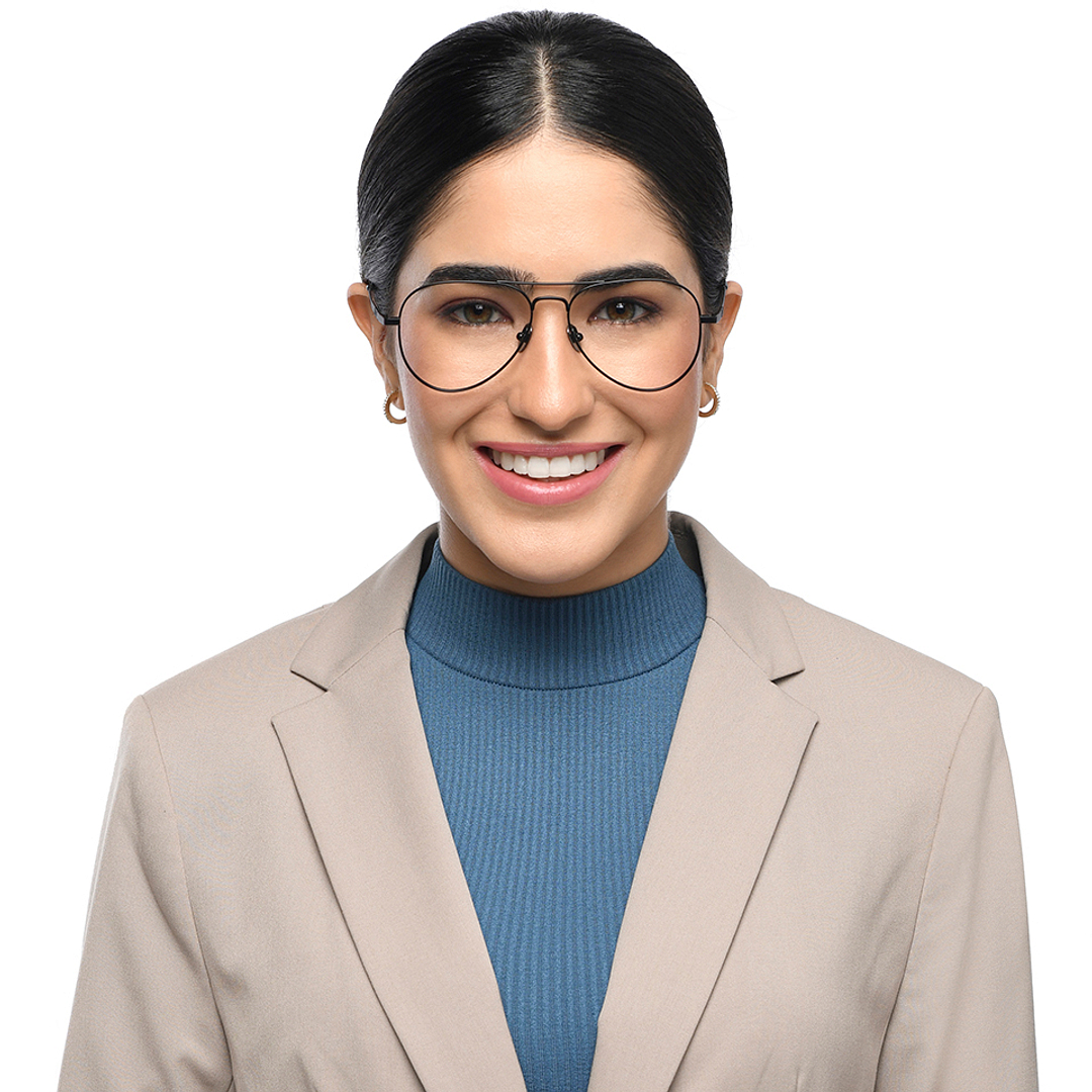 John Jacobs Online Black Full Rim Aviator left side