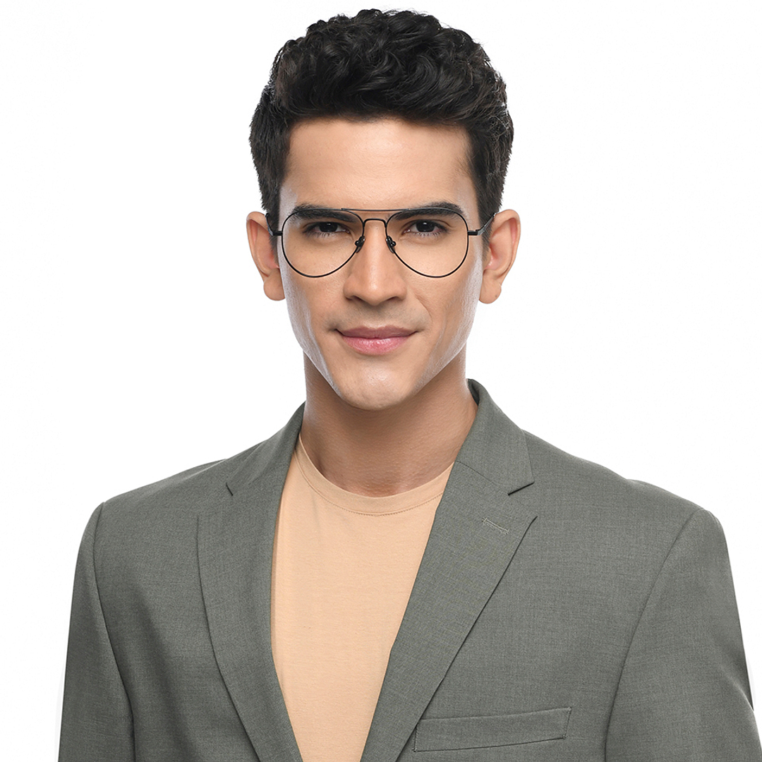 John Jacobs Online Black Full Rim Aviator right side