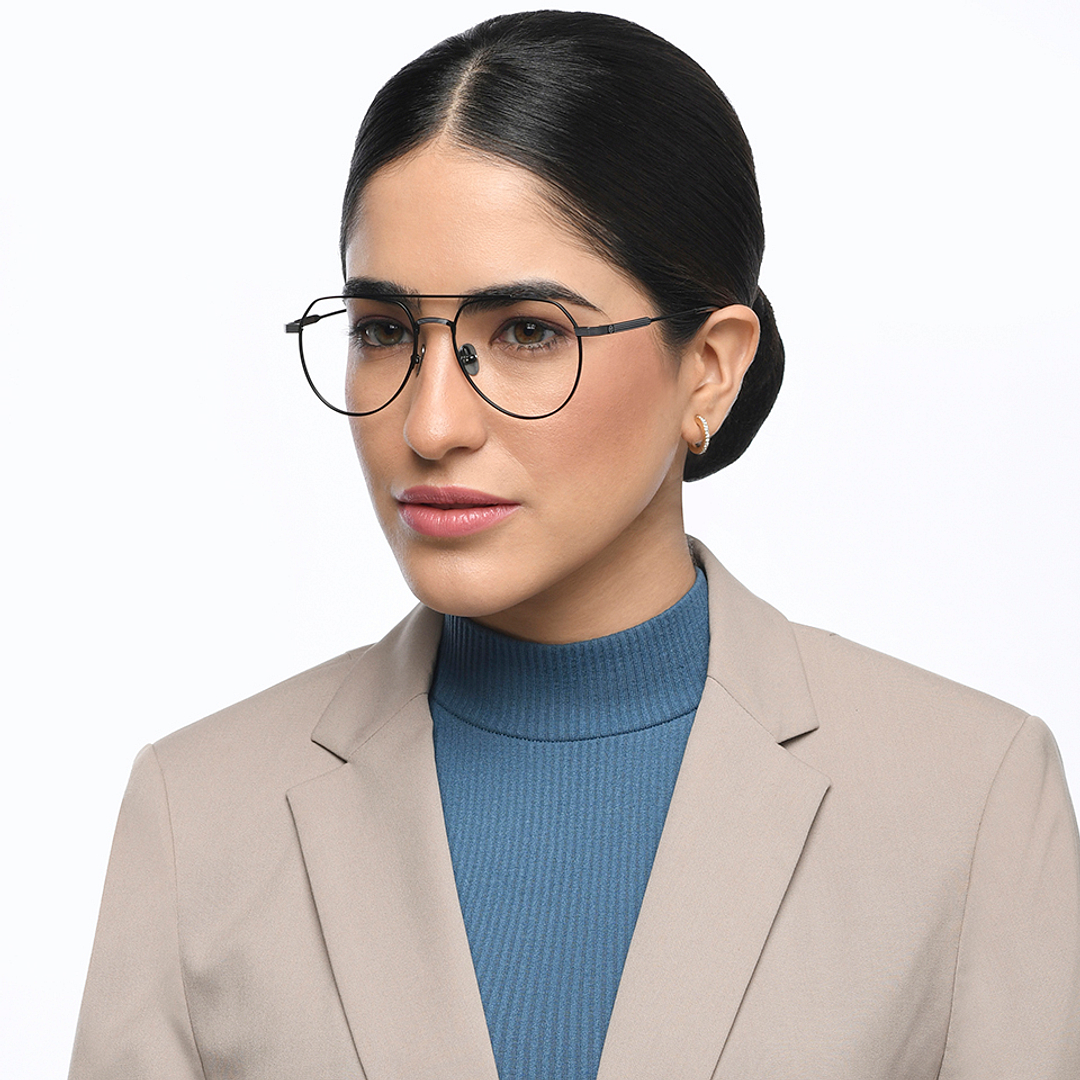 John Jacobs Online Black Full Rim Aviator left side