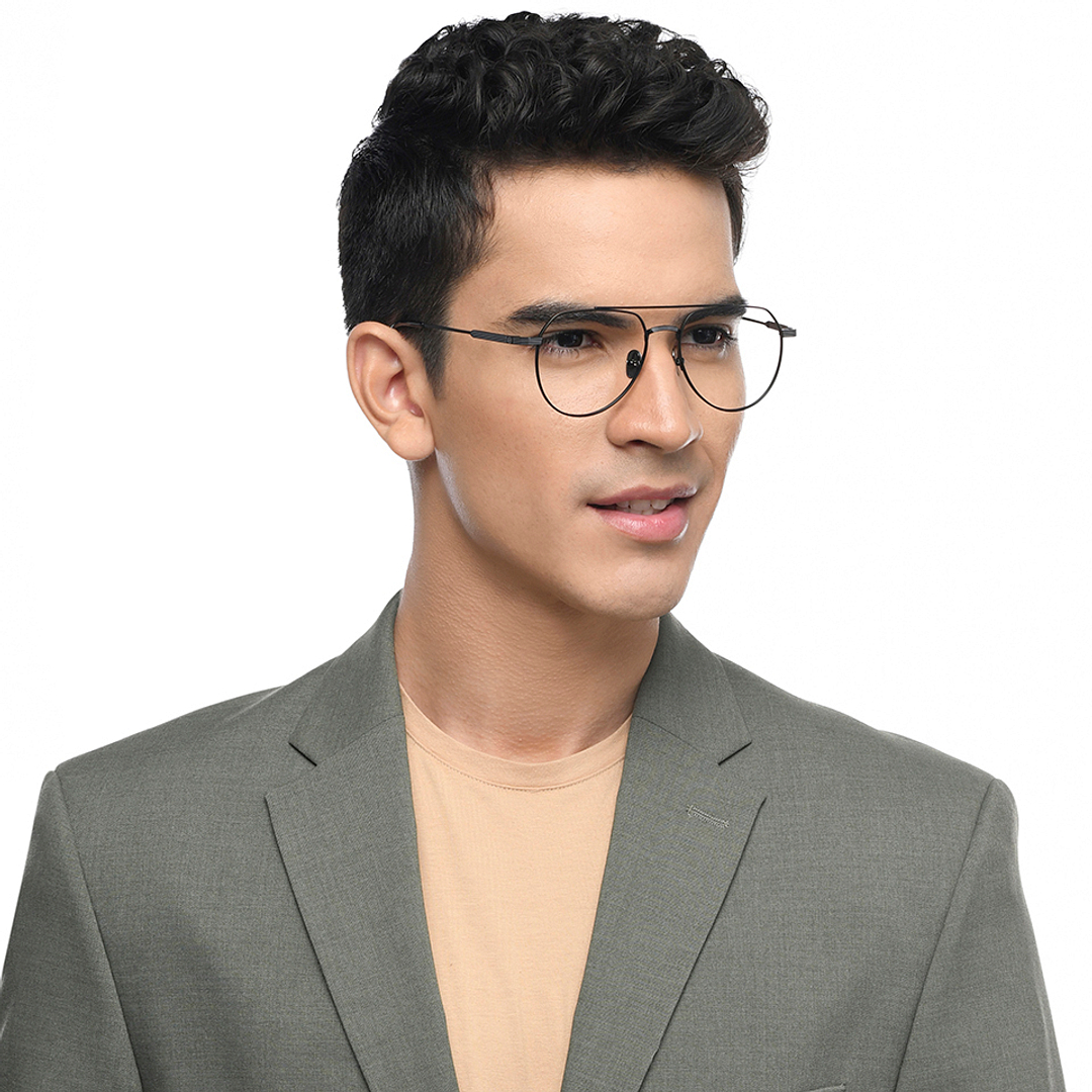 John Jacobs Online Black Full Rim Aviator right side