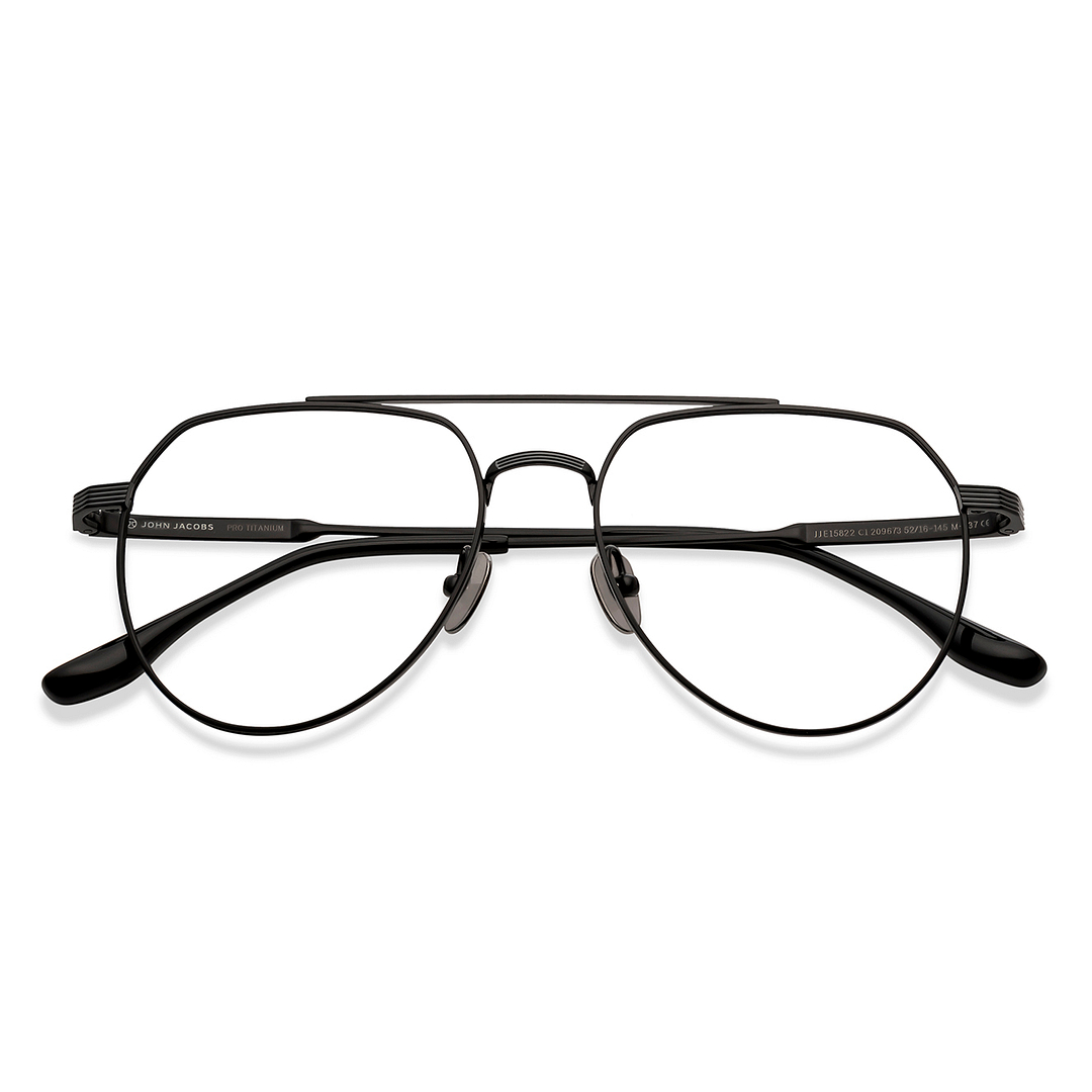 John Jacobs Online Black Full Rim Aviator left side