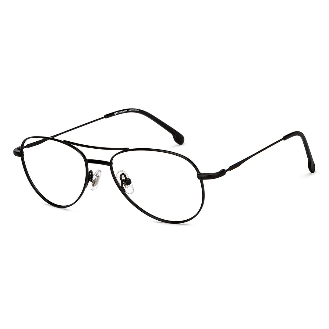 John Jacobs Black Full Rim Aviator left side