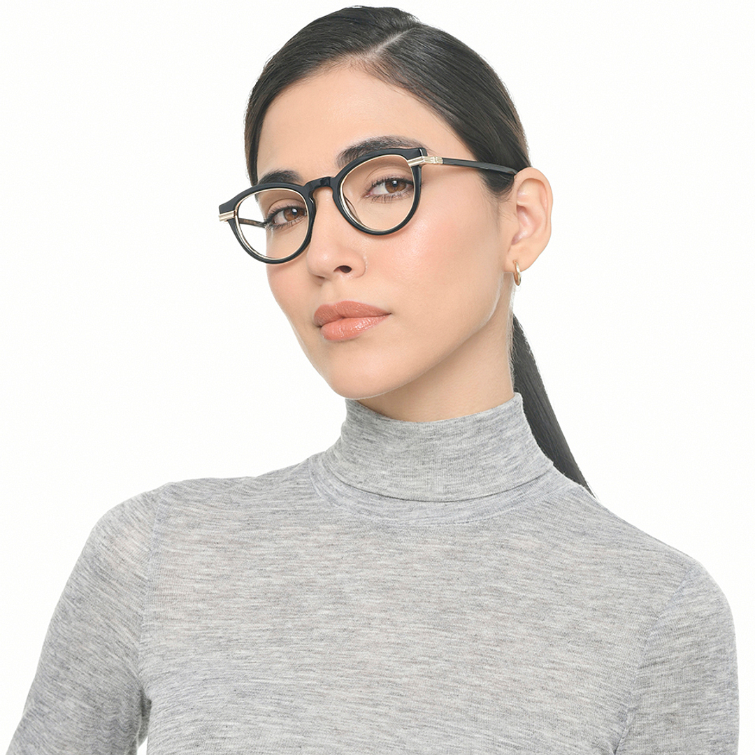 John Jacobs Black Full Rim Cat Eye left side