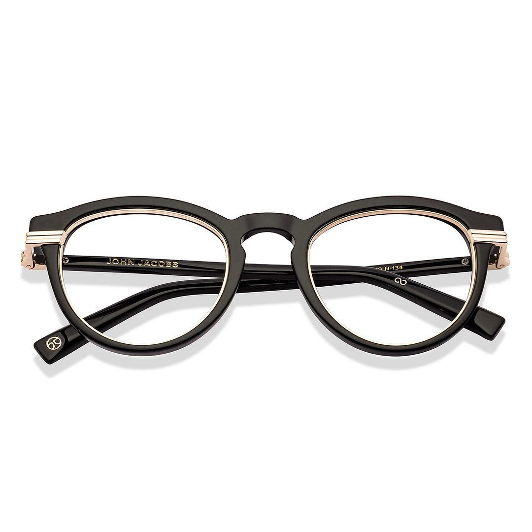 John Jacobs Black Full Rim Cat Eye left side