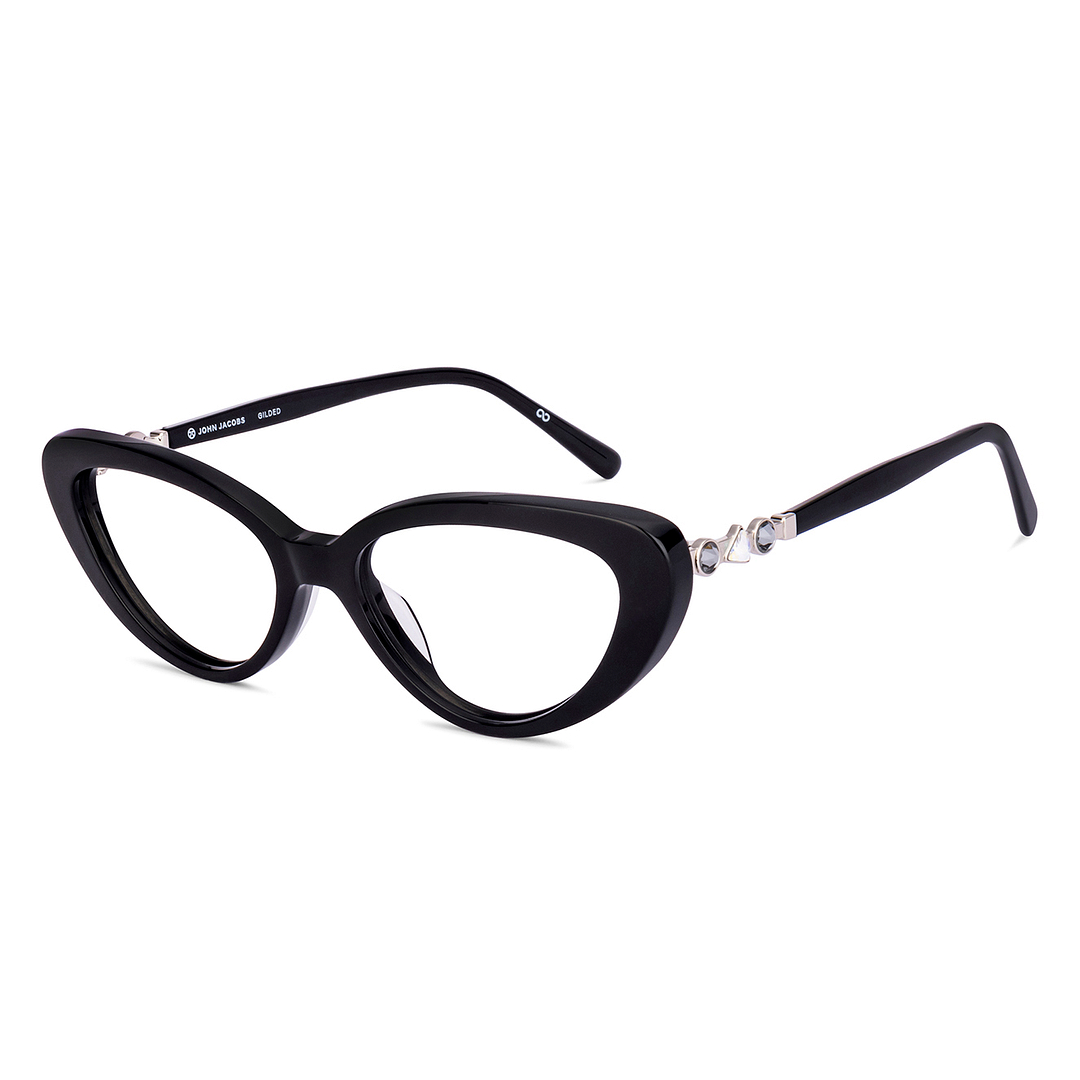 John Jacobs Black Full Rim Cat Eye right side