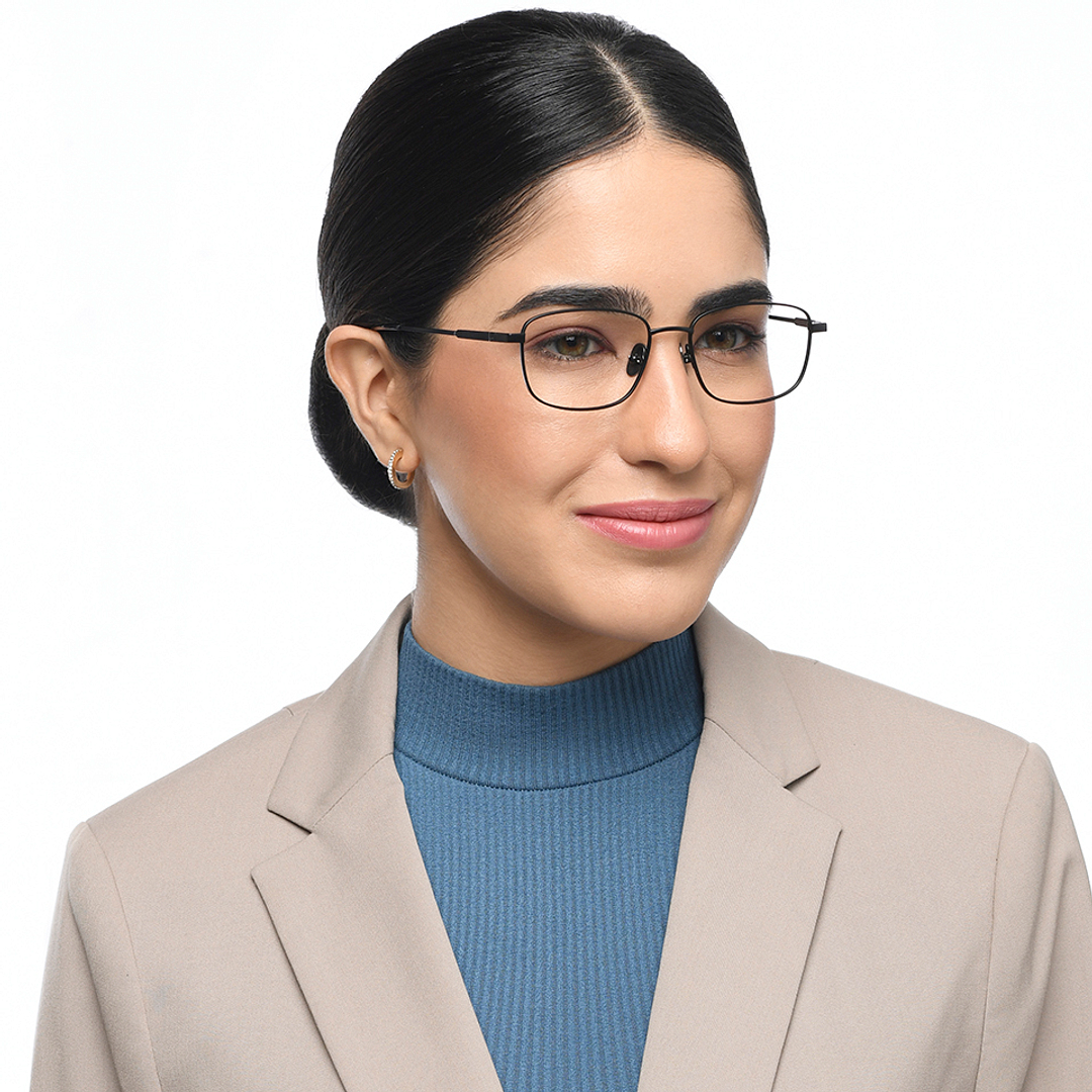 John Jacobs Black Full Rim Rectangle right side