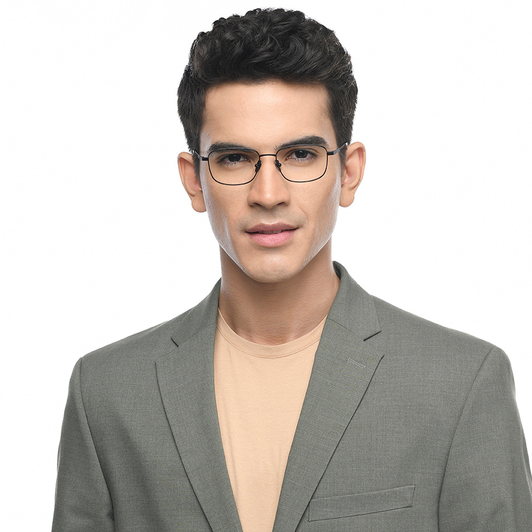 John Jacobs Black Full Rim Rectangle right side