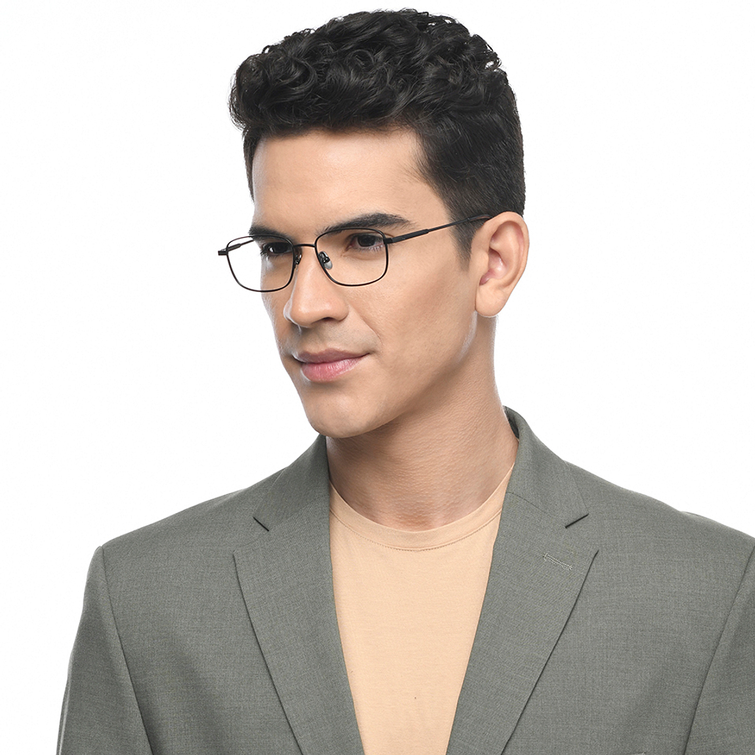 John Jacobs Black Full Rim Rectangle left side