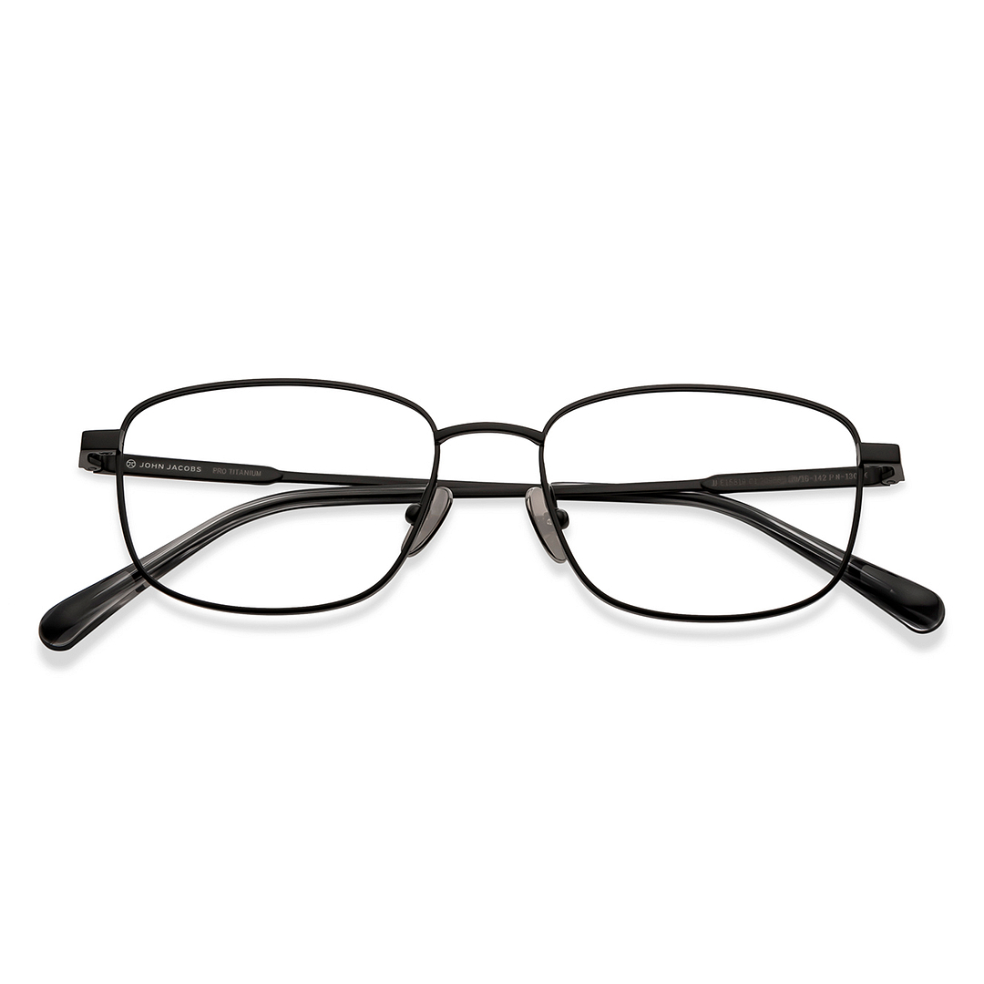 John Jacobs Black Full Rim Rectangle left side